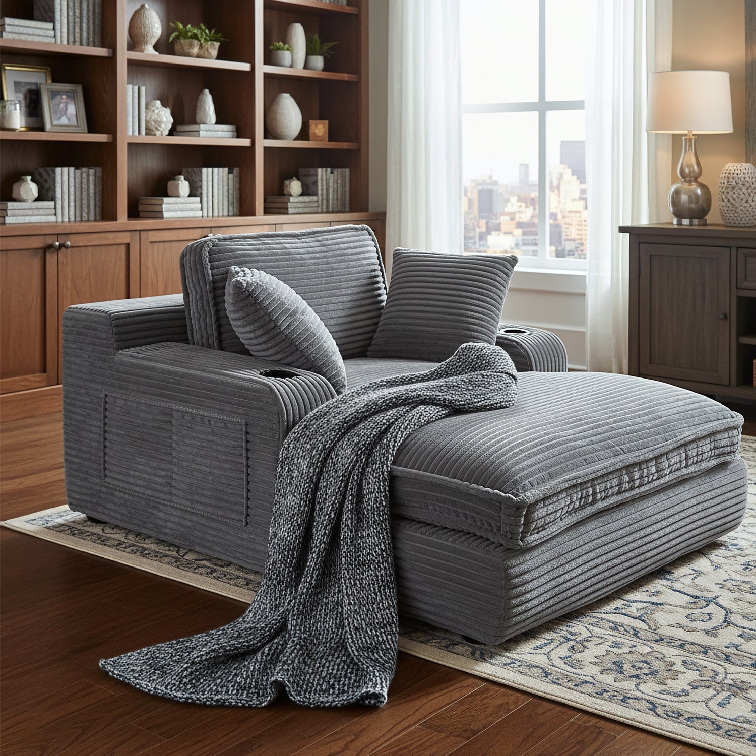 Large Floor Cushion Chair for Adults, Plush Fabric and Backrest