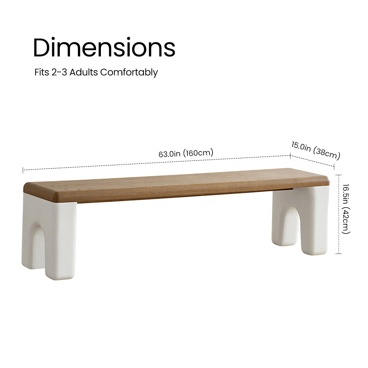 COLAMY Solid Wood Bench Varese Minimalist Oak Style