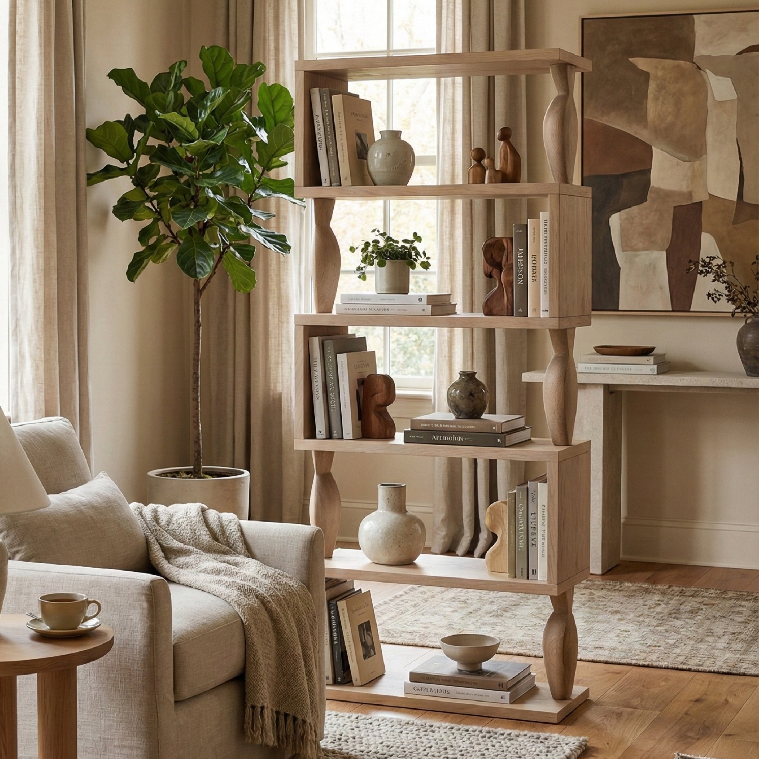 COLAMY Oak Storage Shelf VERTA | Solid Wood Modern Design