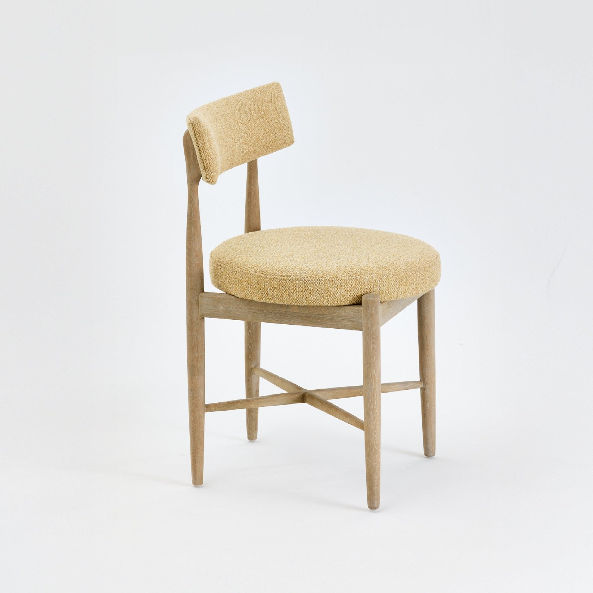 COLAMY AMBER Upholstered Oak Minimal Dining Chair