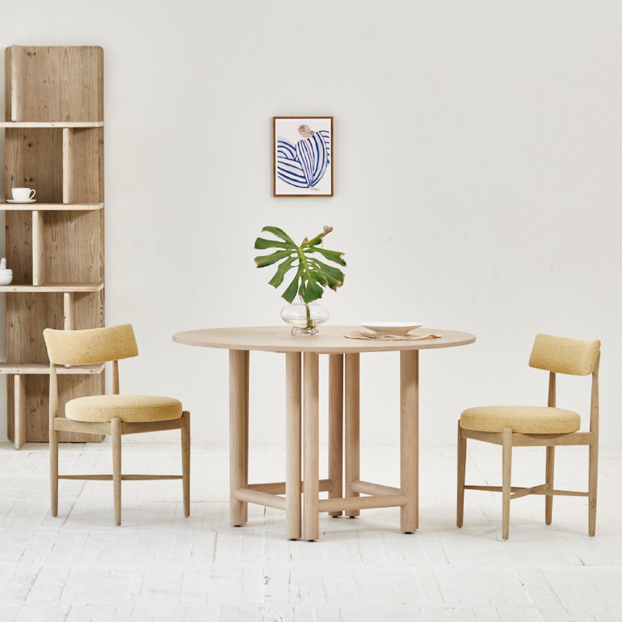 COLAMY AMBER Upholstered Oak Minimal Dining Chair