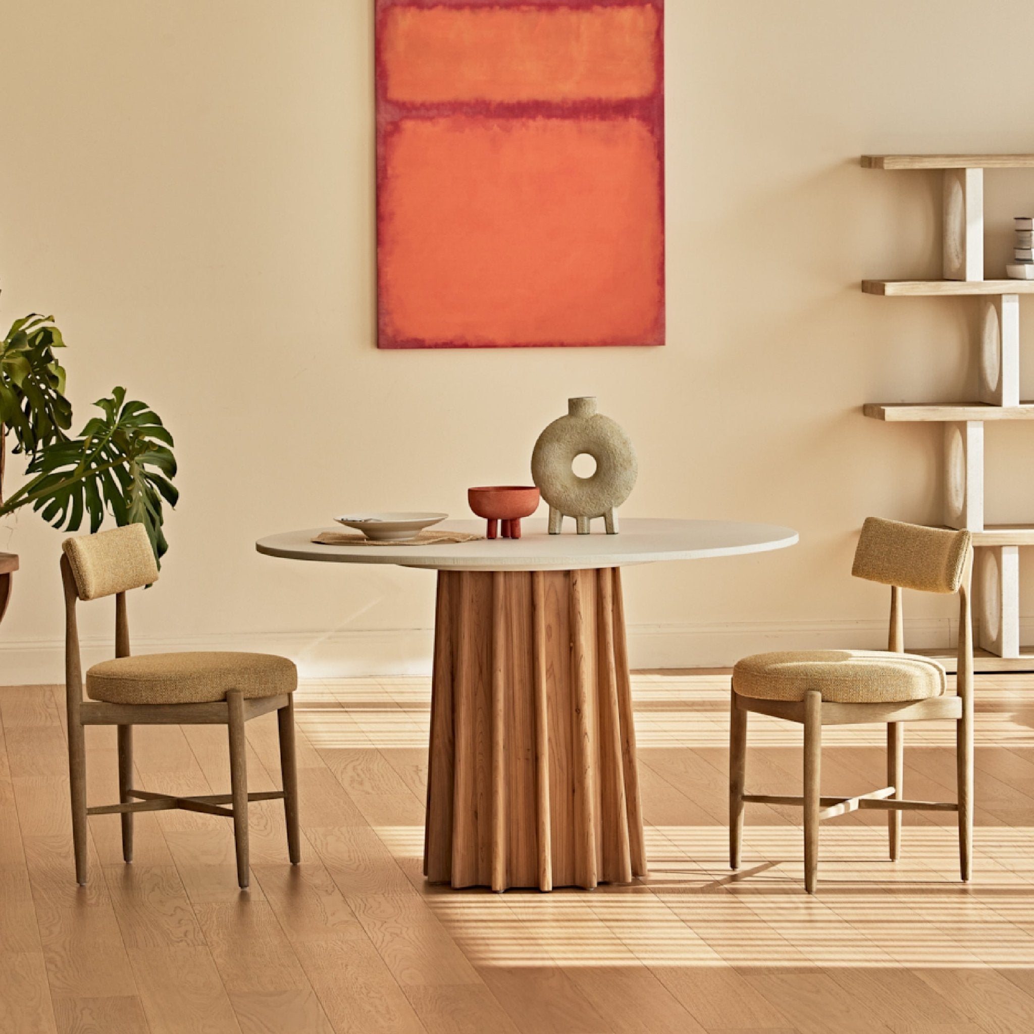 COLAMY ARLO Cement-Finish Round Dining Table