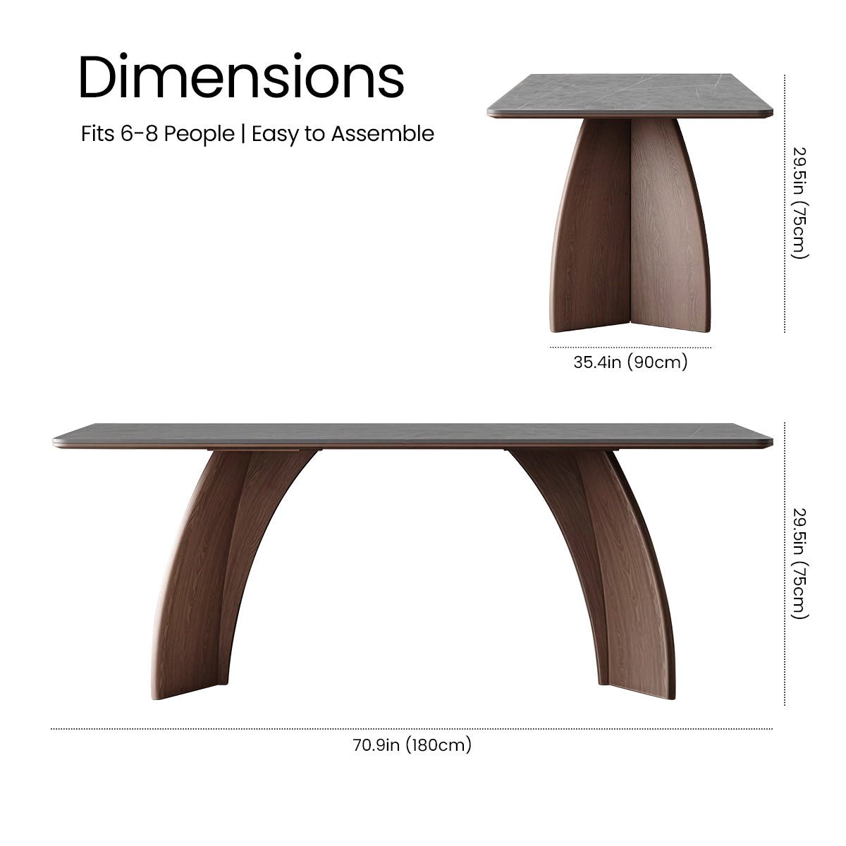 COLAMY AURALIS Walnut Wood Dining Table - COLAMY