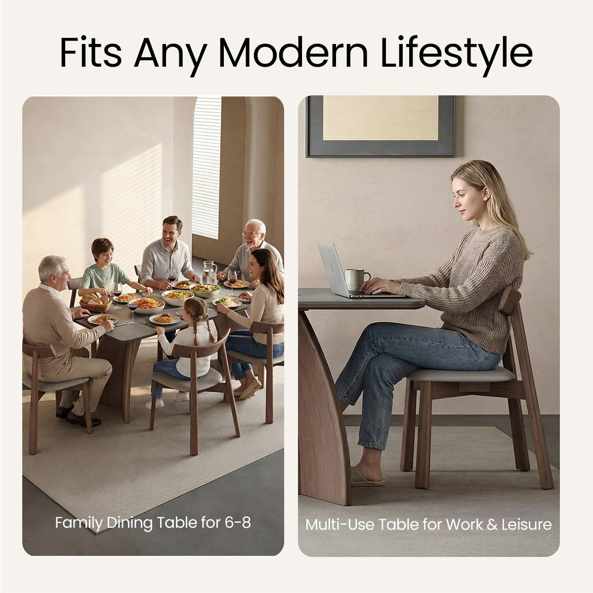 COLAMY AURALIS Walnut Wood Dining Table - COLAMY