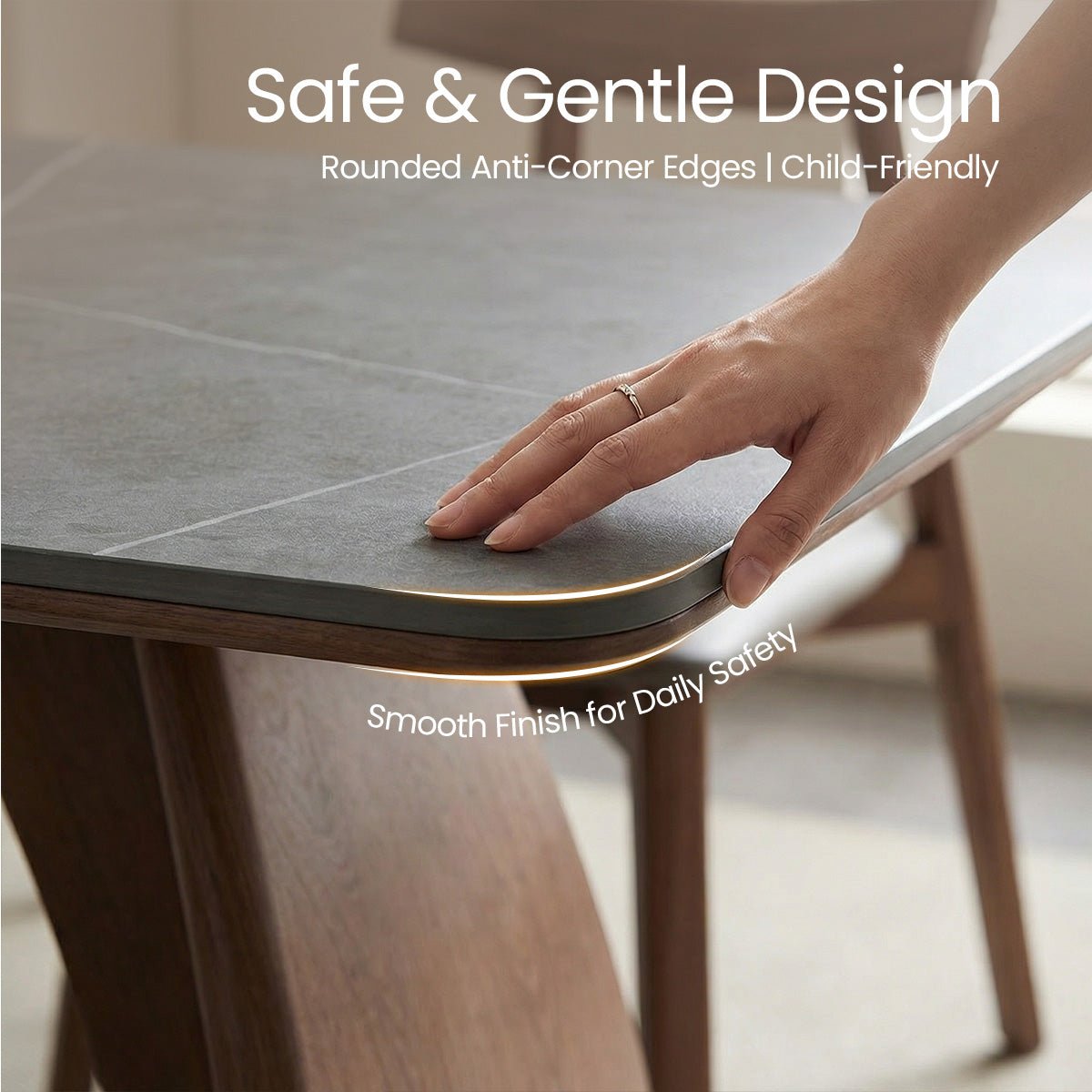 COLAMY AURALIS Walnut Wood Dining Table - COLAMY