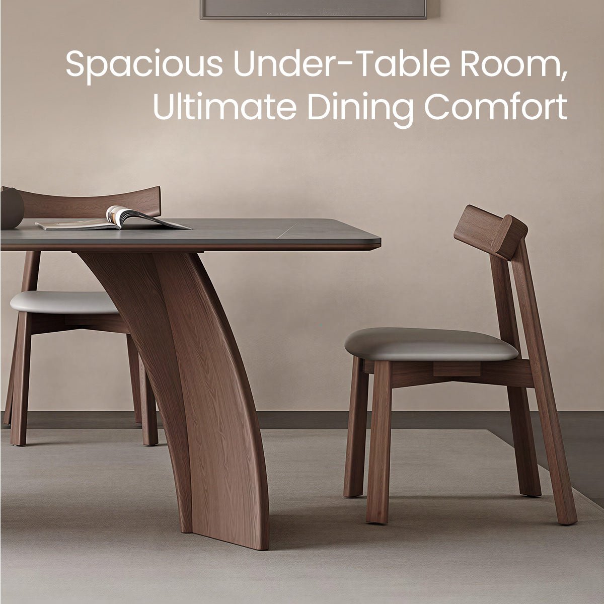 COLAMY AURALIS Walnut Wood Dining Table - COLAMY