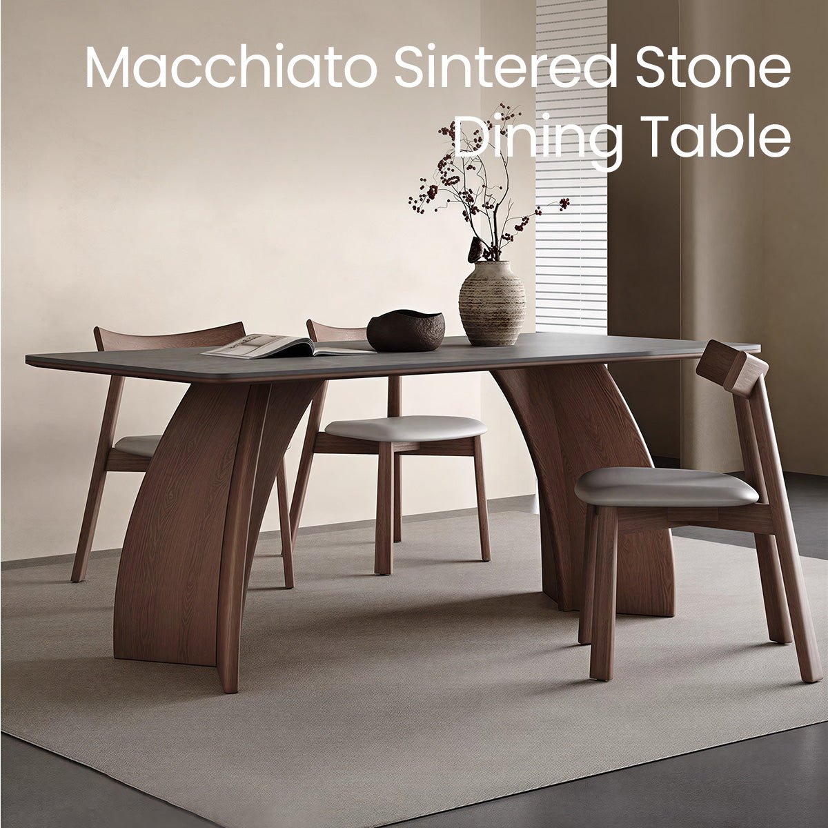 COLAMY AURALIS Walnut Wood Dining Table - COLAMY