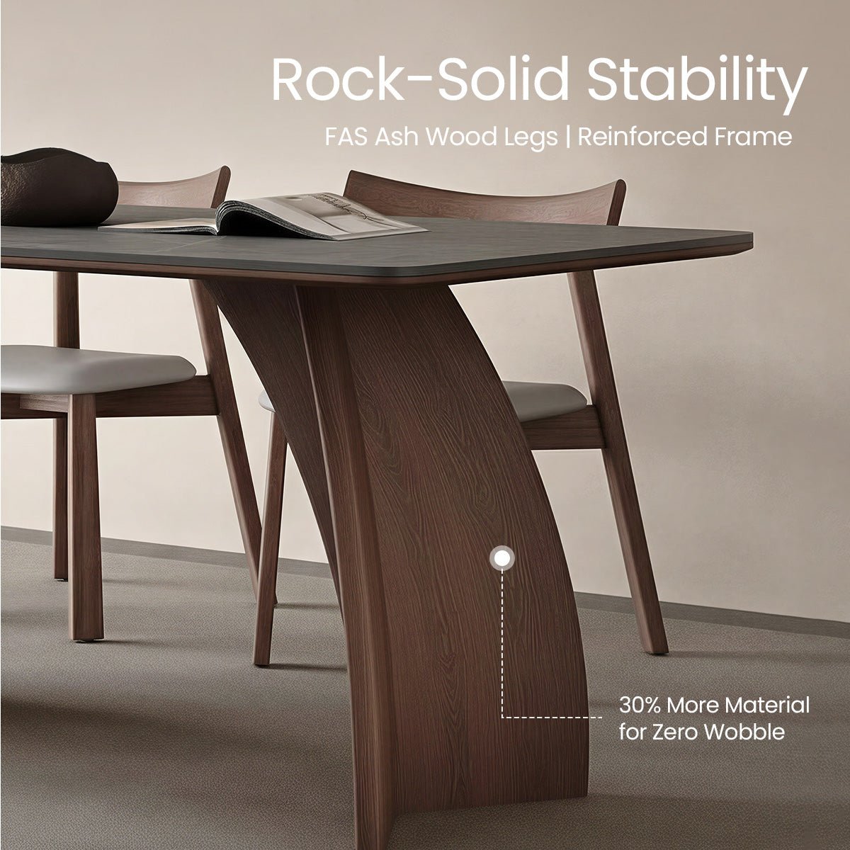 COLAMY AURALIS Walnut Wood Dining Table - COLAMY