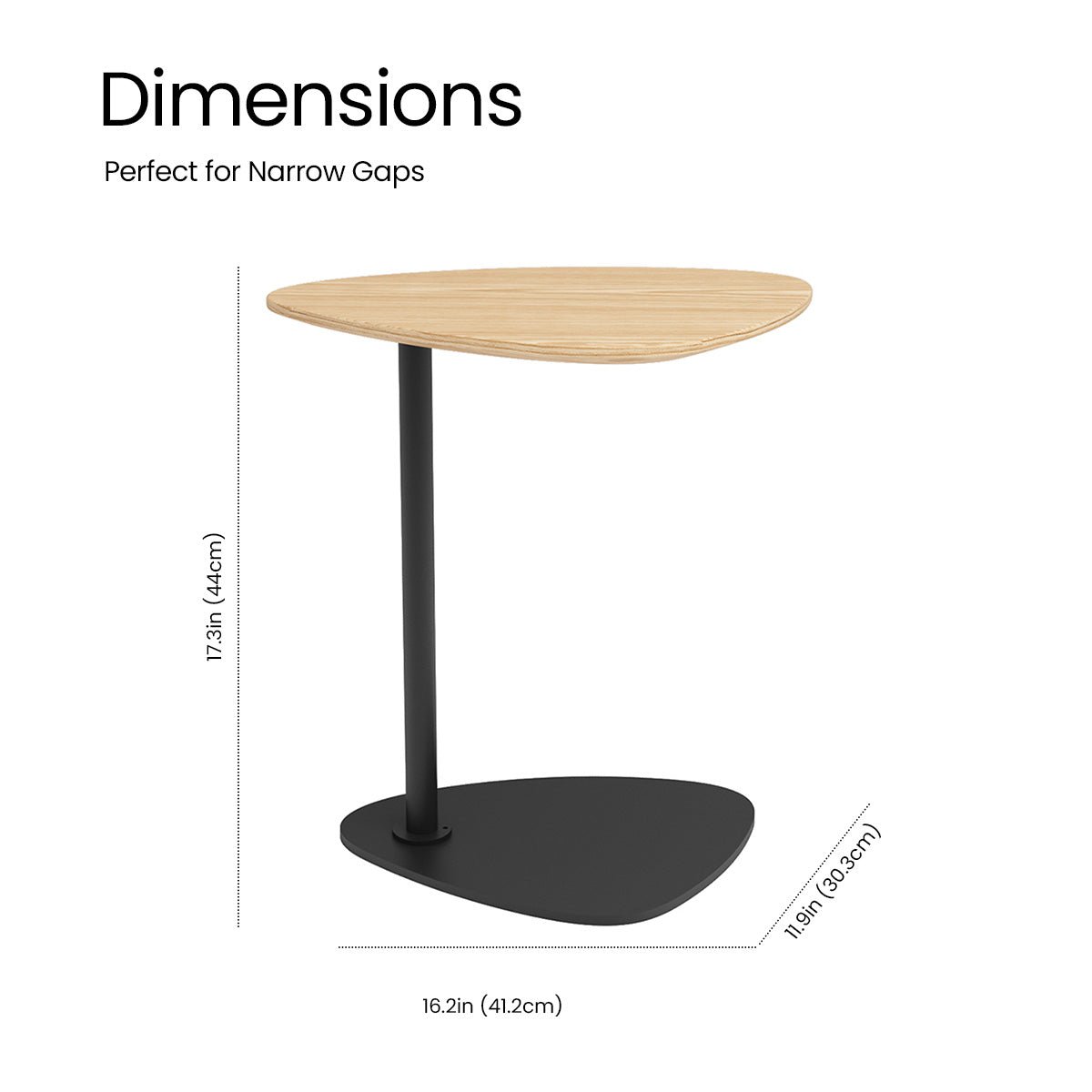 COLAMY AVERON Modern Solid Oak & Iron Side Table - COLAMY