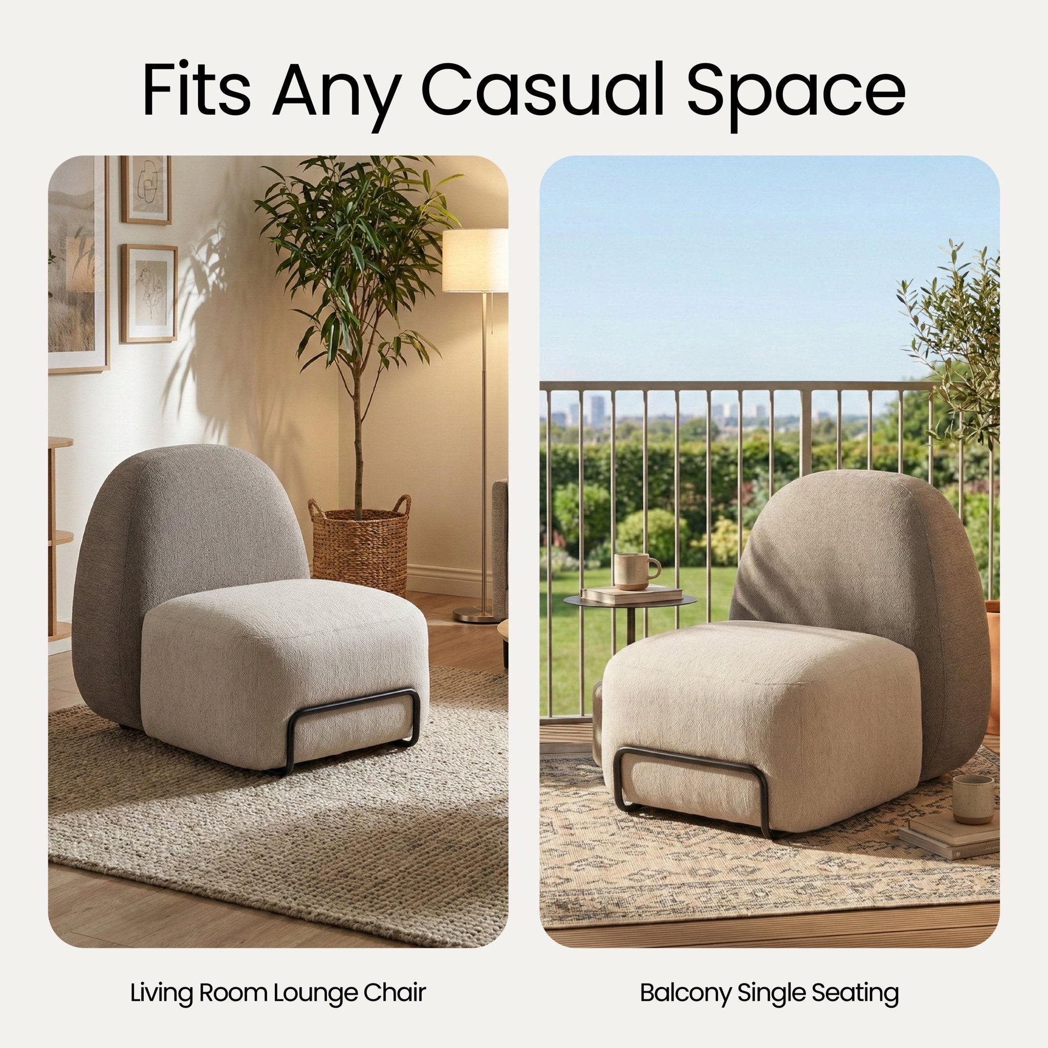 COLAMY BouclePod Curved Minimalist Lounge Chair - COLAMY