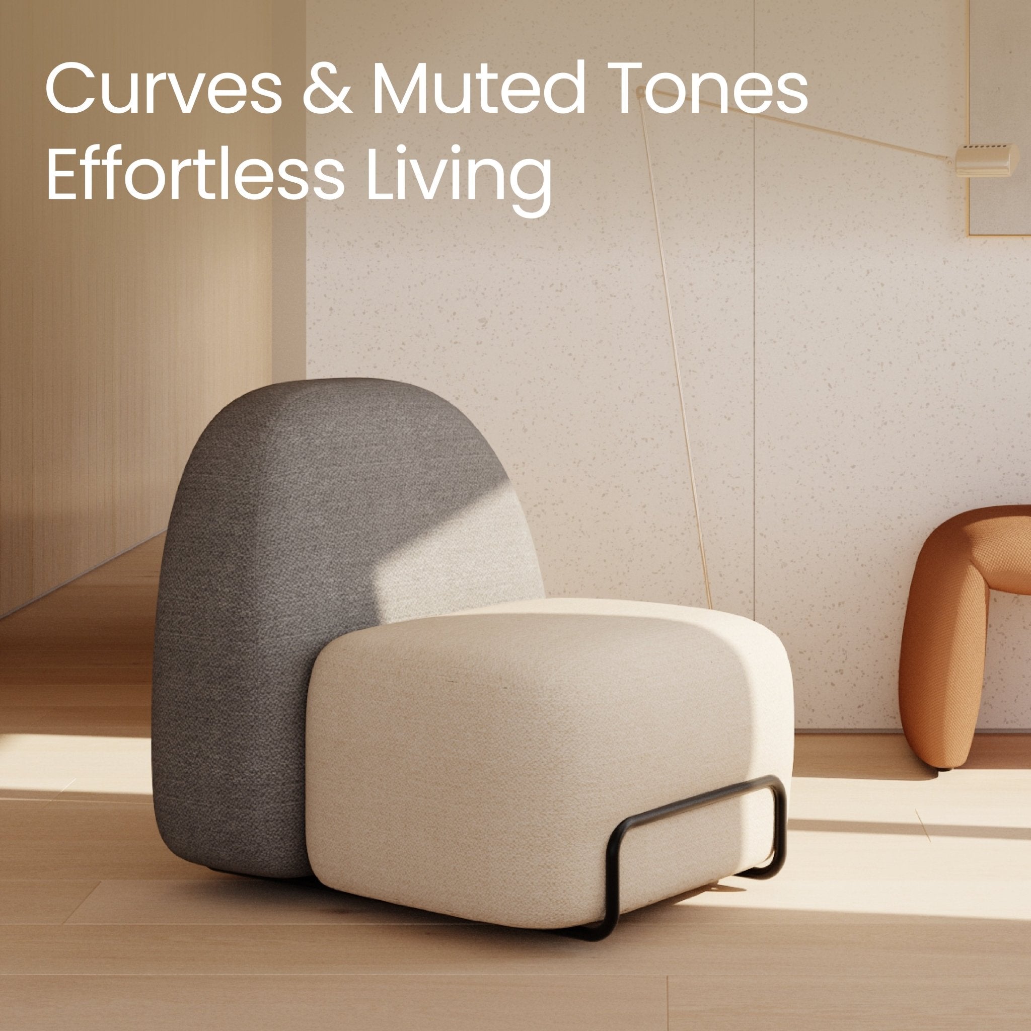 COLAMY BouclePod Curved Minimalist Lounge Chair - COLAMY