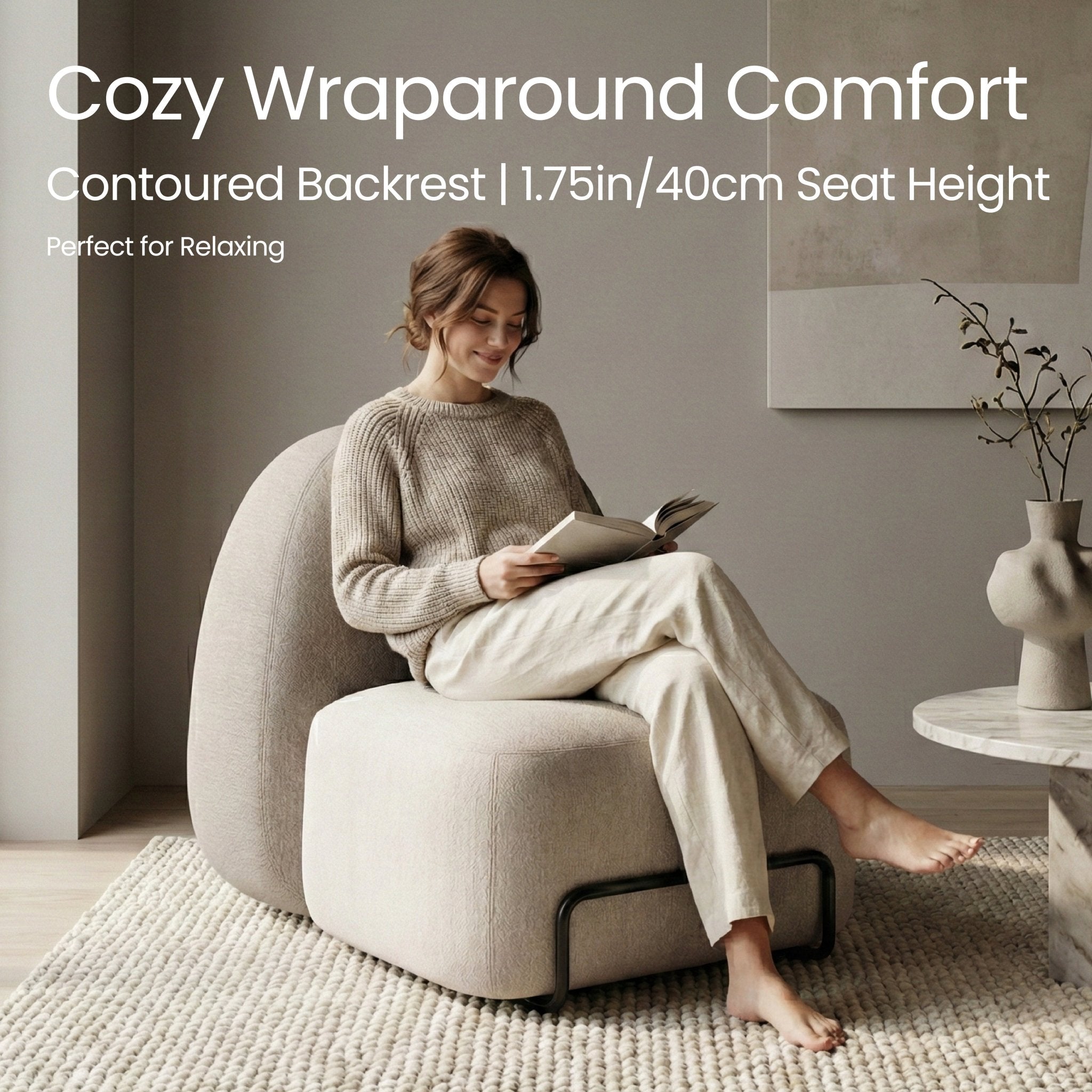 COLAMY BouclePod Curved Minimalist Lounge Chair - COLAMY