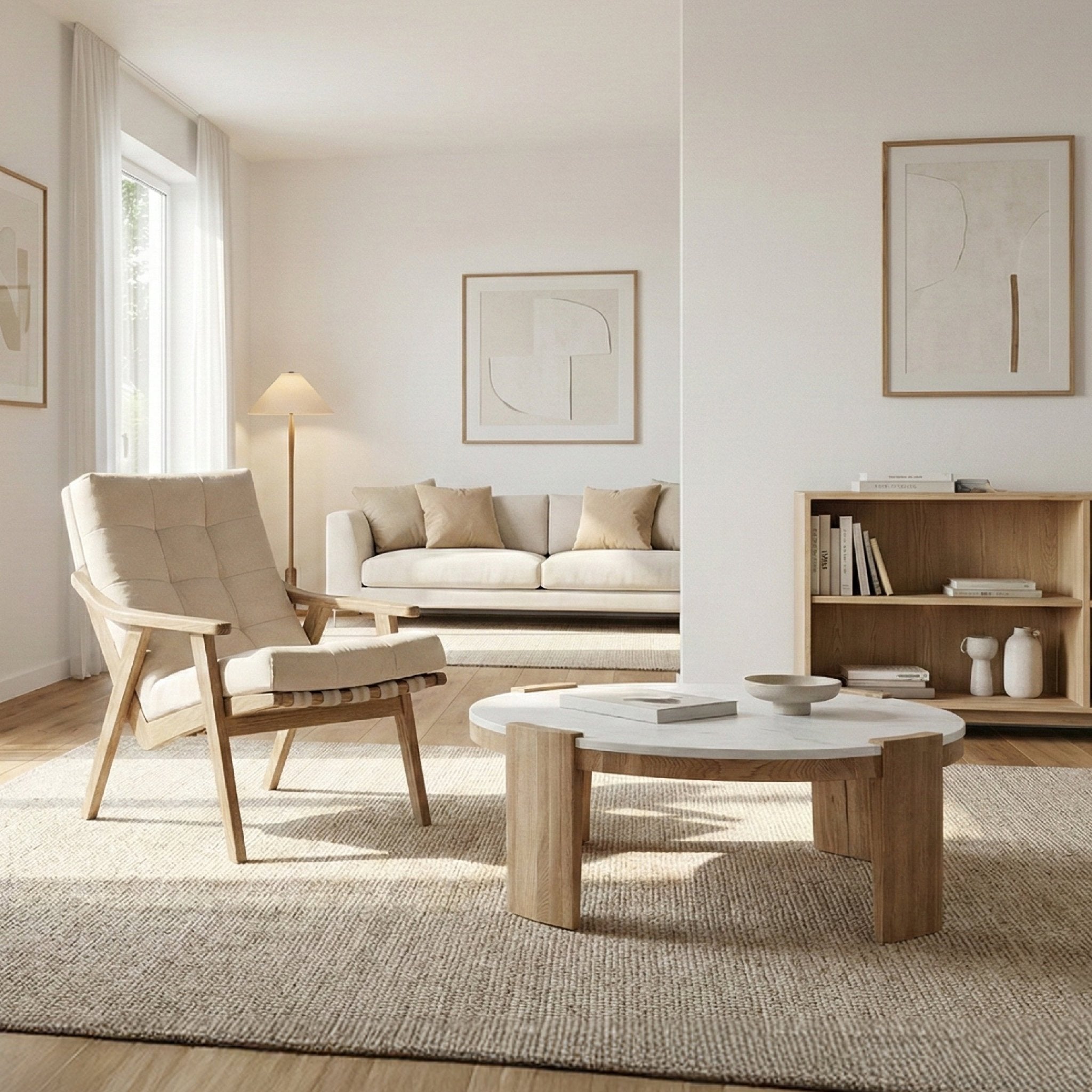 COLAMY DUO Marble Round Coffee Table