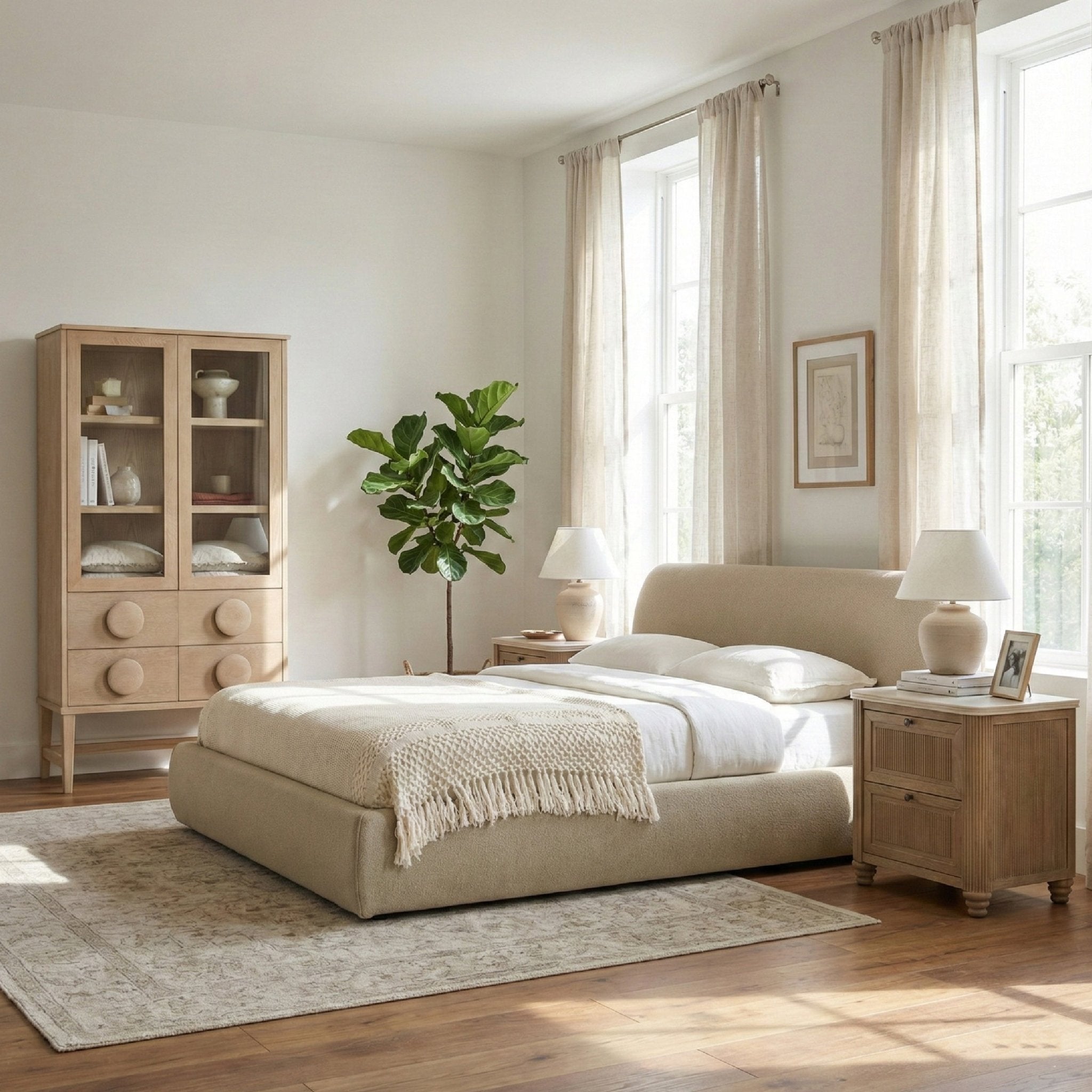 COLAMY LUMINA Modern Minimalist Pine Bed (US)