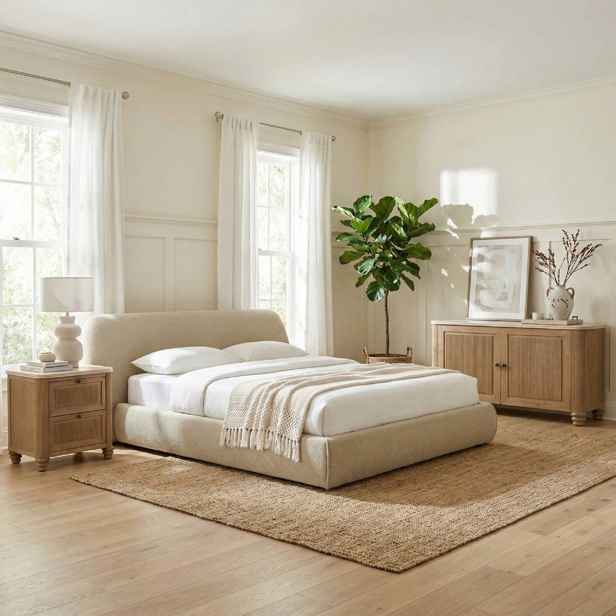 COLAMY LUMINA Modern Minimalist Pine Bed (US)