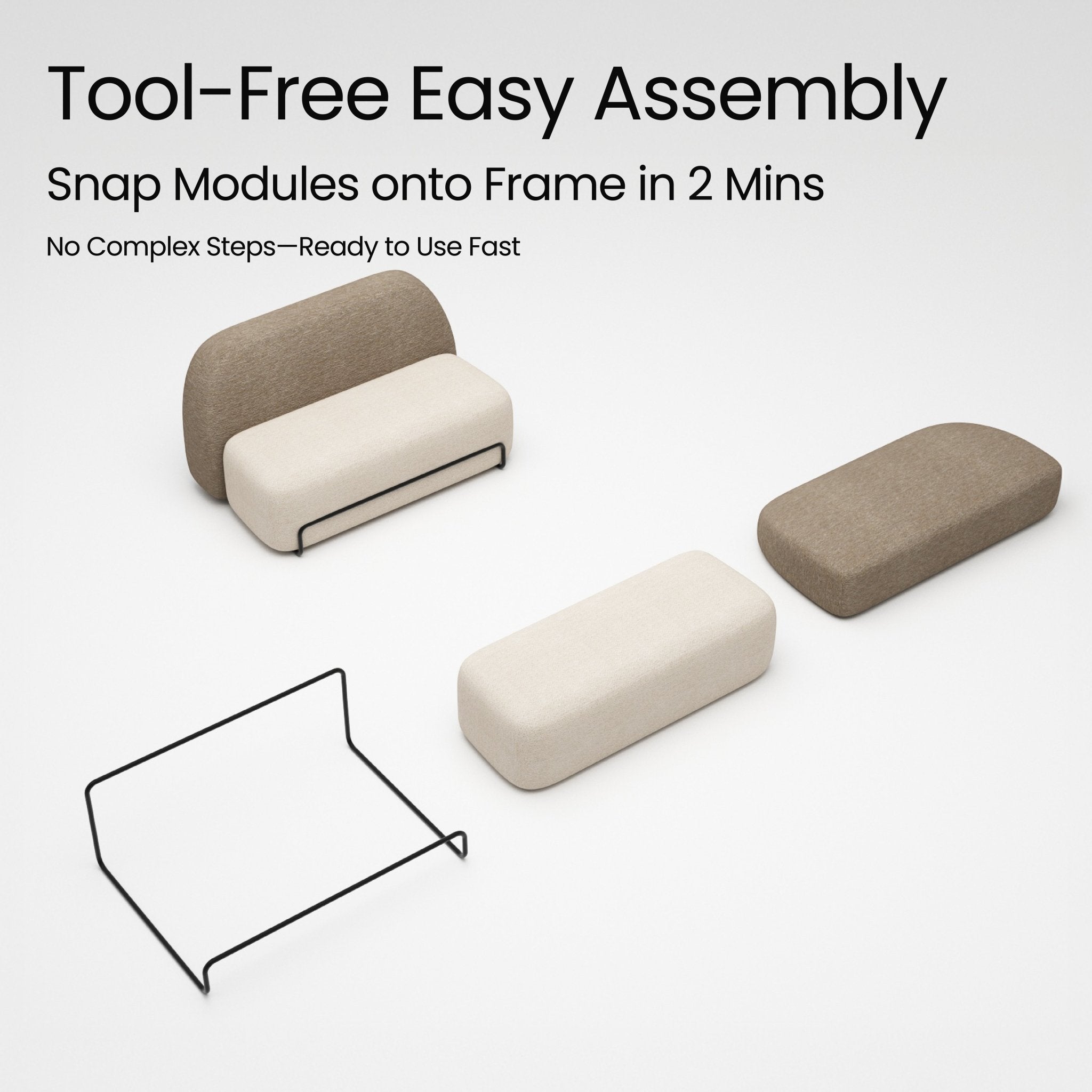 COLAMY NUVORA Curved Boucle Couch - COLAMY