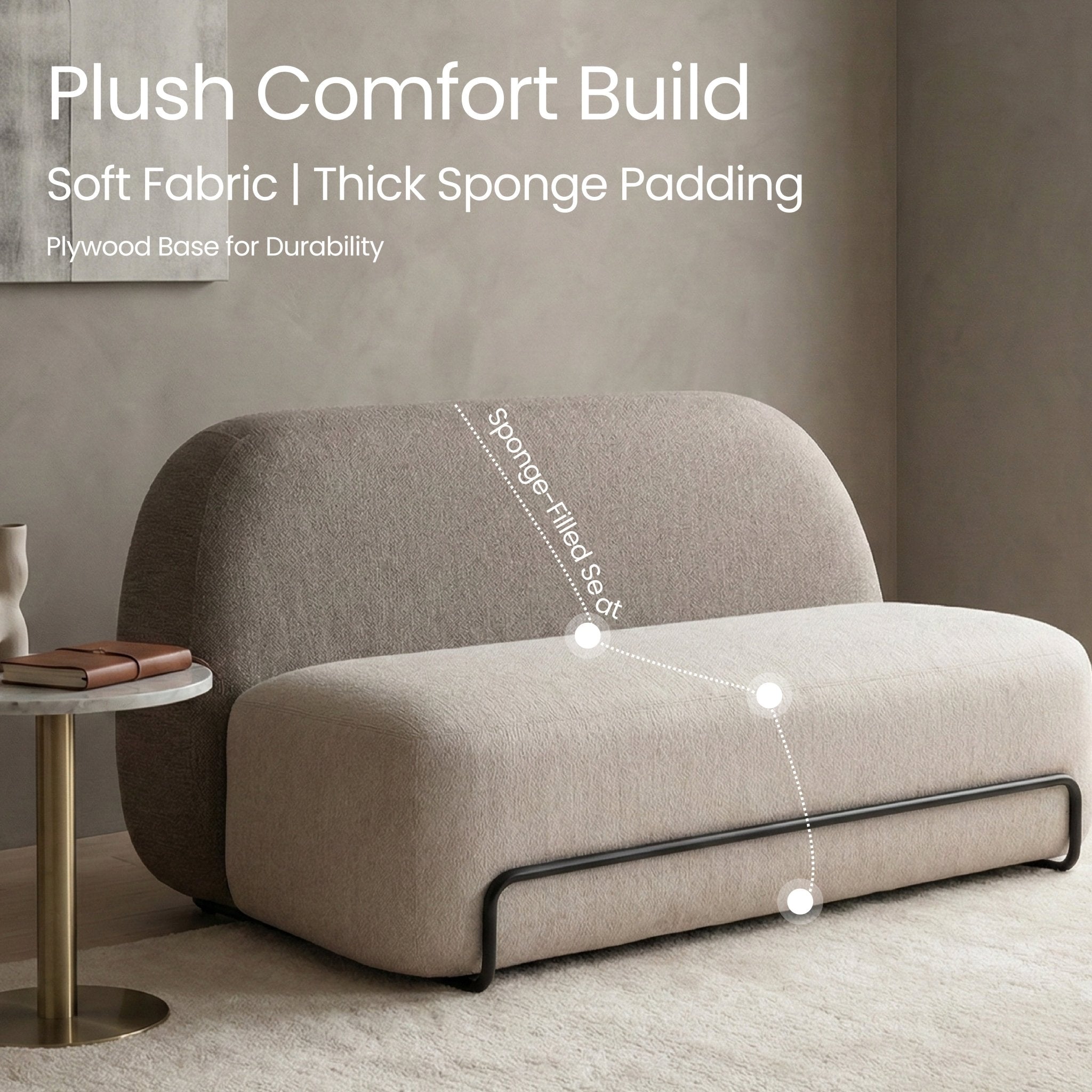 COLAMY NUVORA Curved Boucle Couch - COLAMY