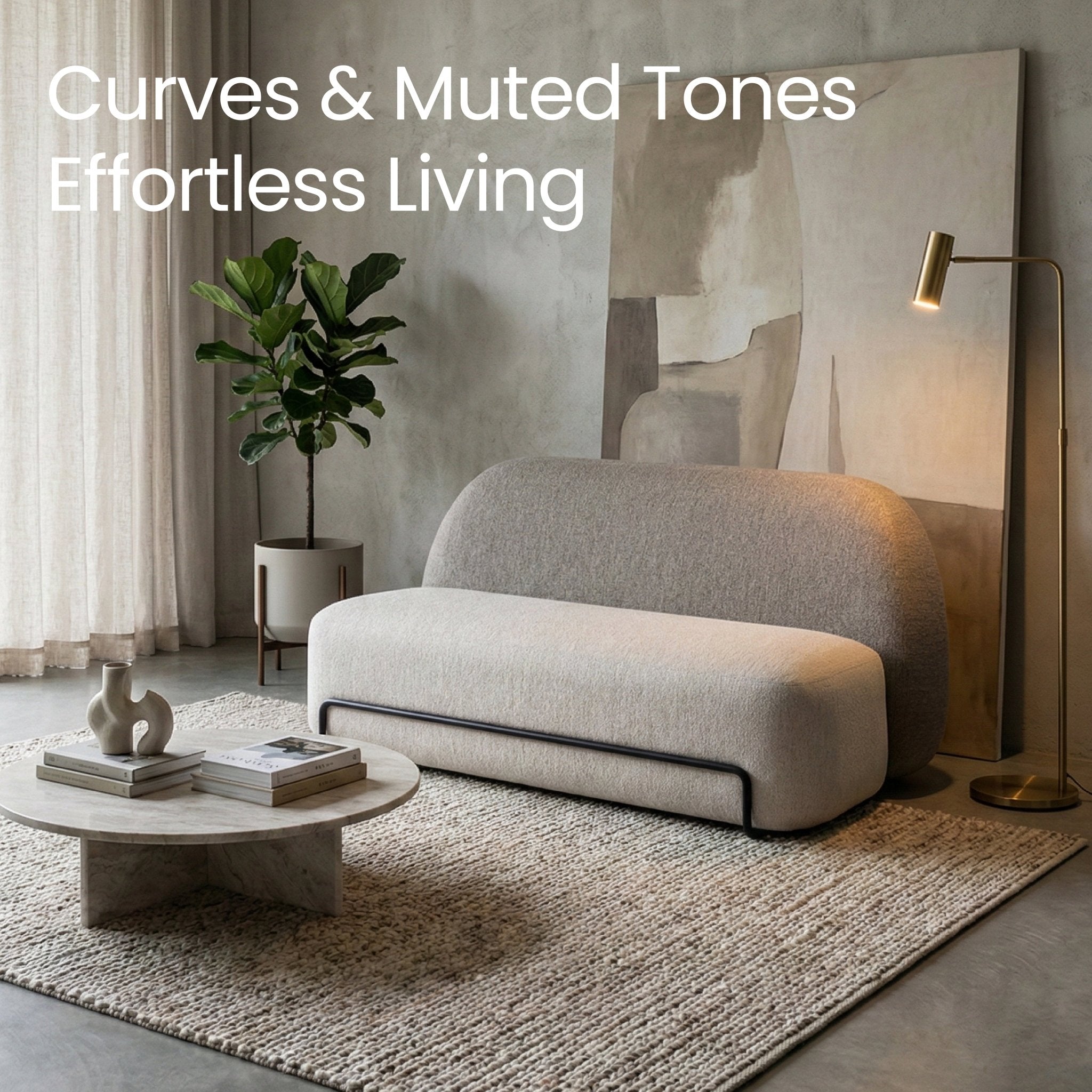 COLAMY NUVORA Curved Boucle Couch - COLAMY