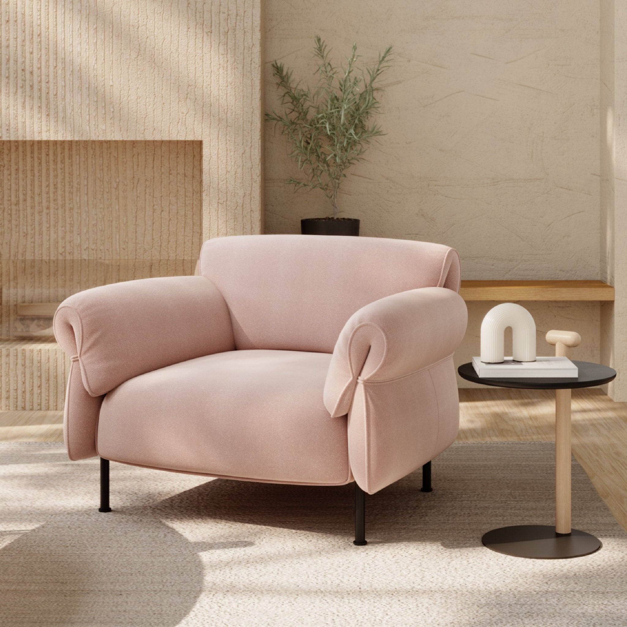 COLAMY PLUME BLUSH Modern Feather Upholstered Sofa - COLAMY