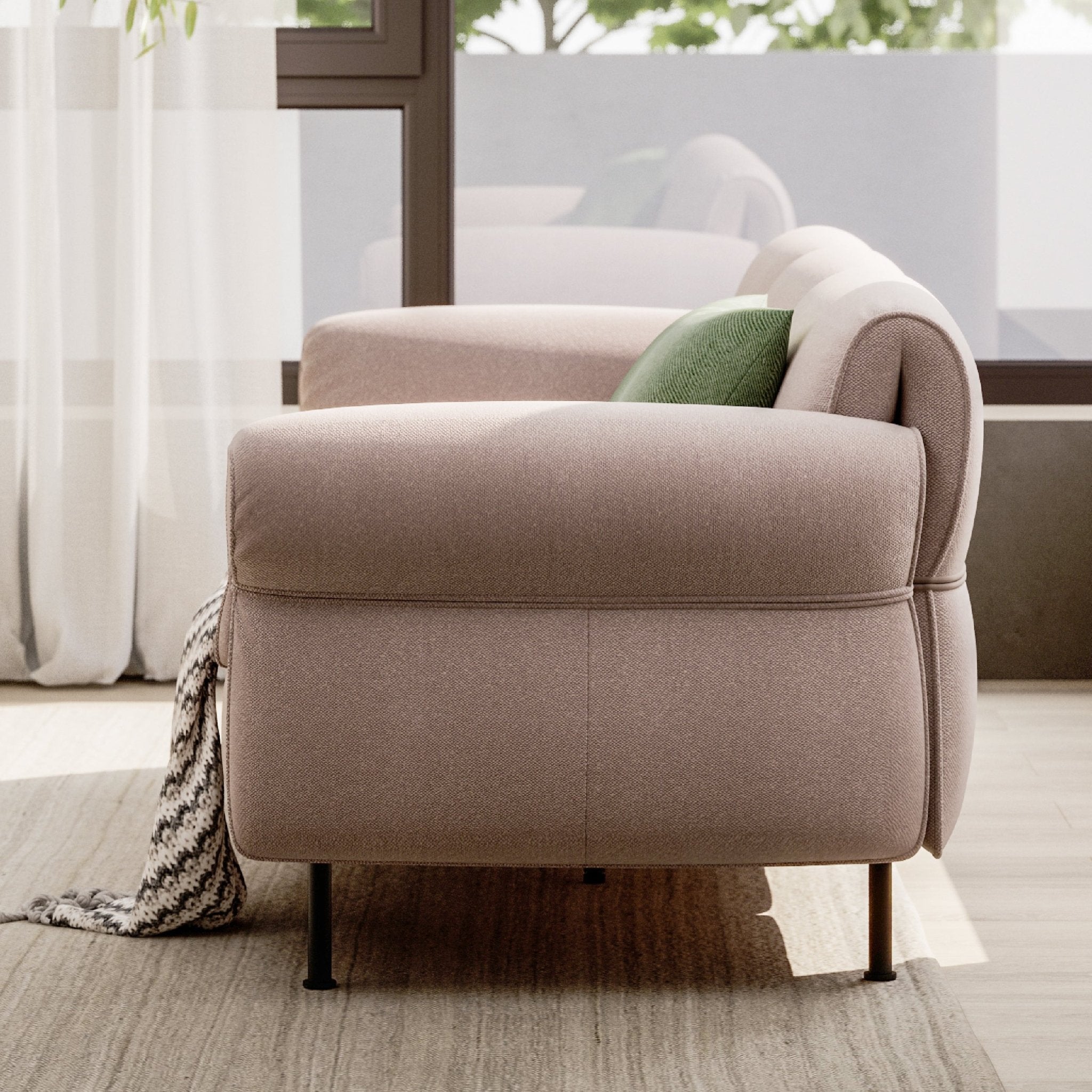 COLAMY PLUME BLUSH Modern Feather Upholstered Sofa - COLAMY