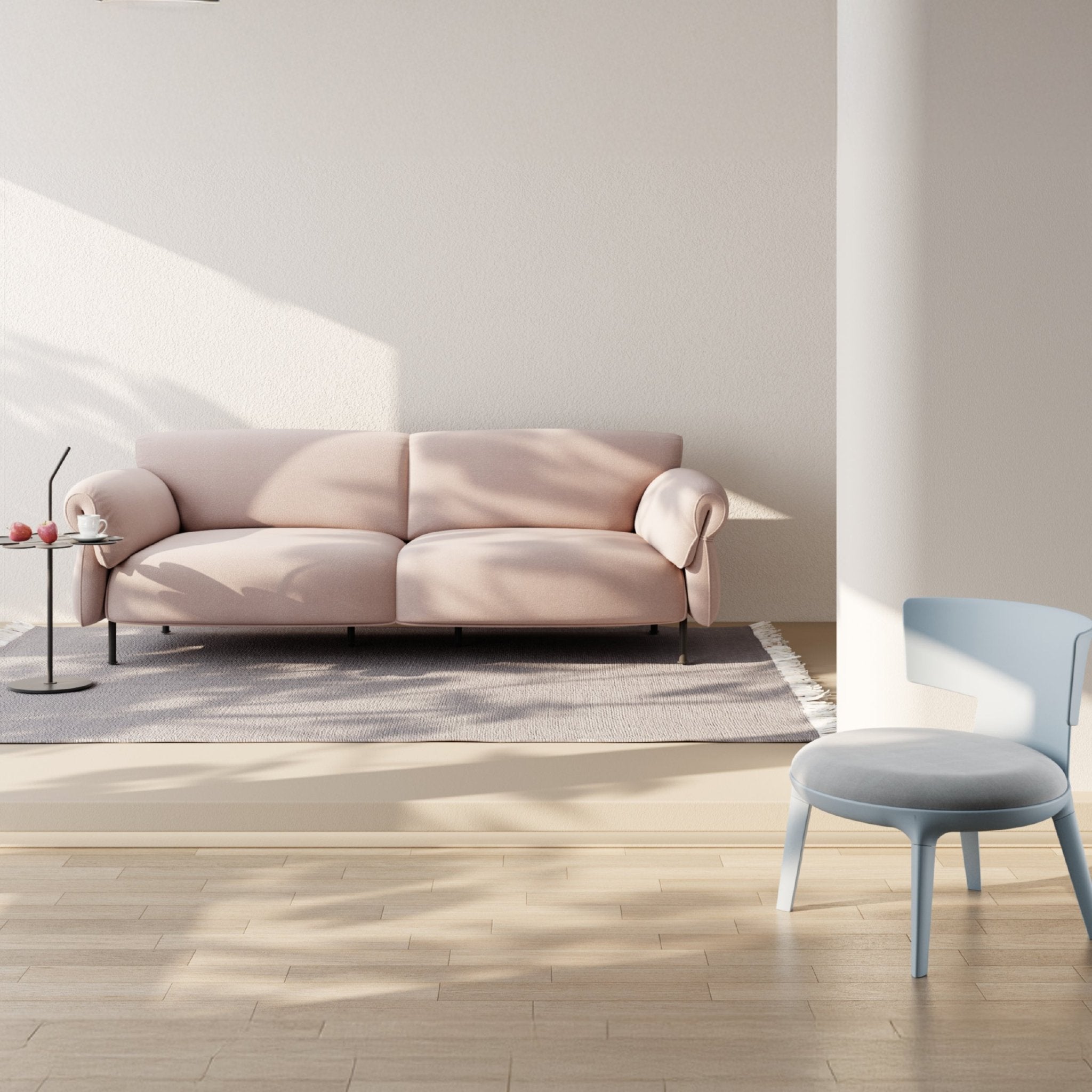 COLAMY PLUME BLUSH Modern Feather Upholstered Sofa - COLAMY