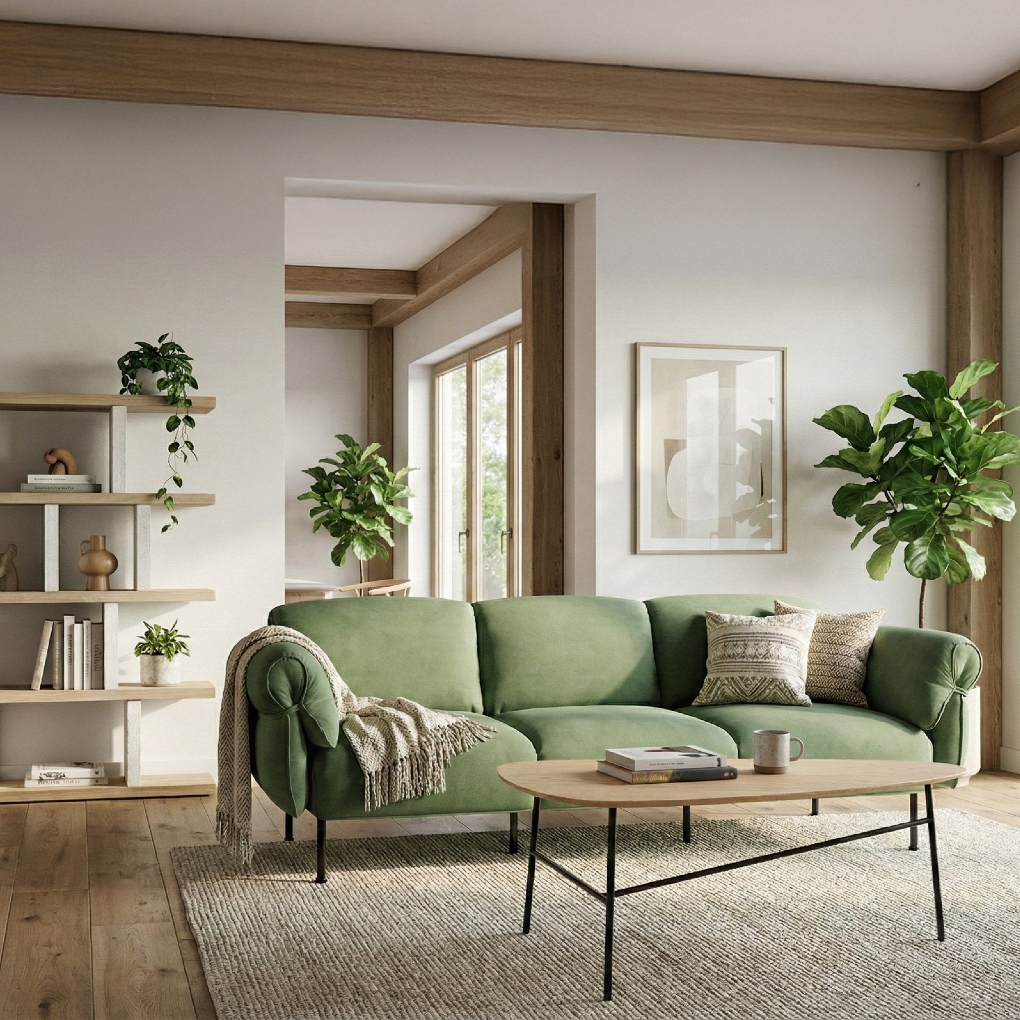 COLAMY PLUME SAGE Modern Feather Upholstered Sofa - COLAMY