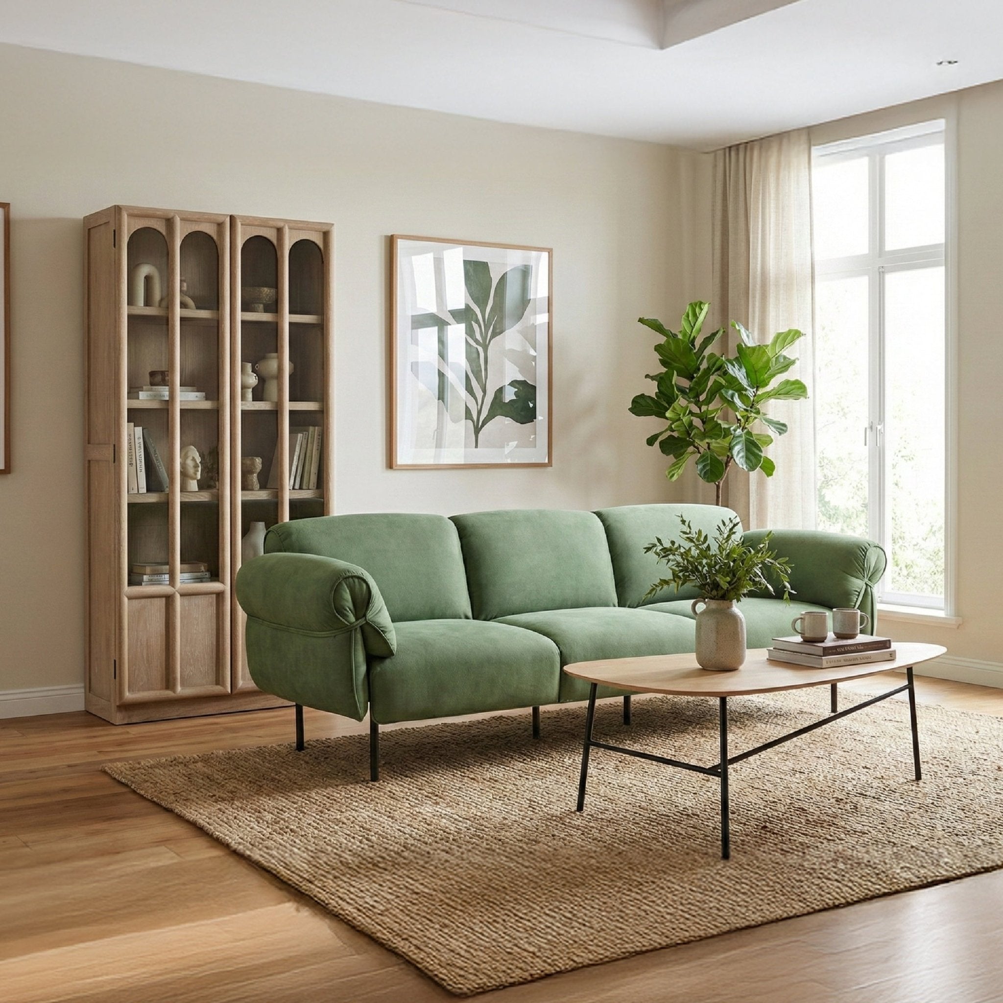 COLAMY PLUME SAGE Modern Feather Upholstered Sofa - COLAMY