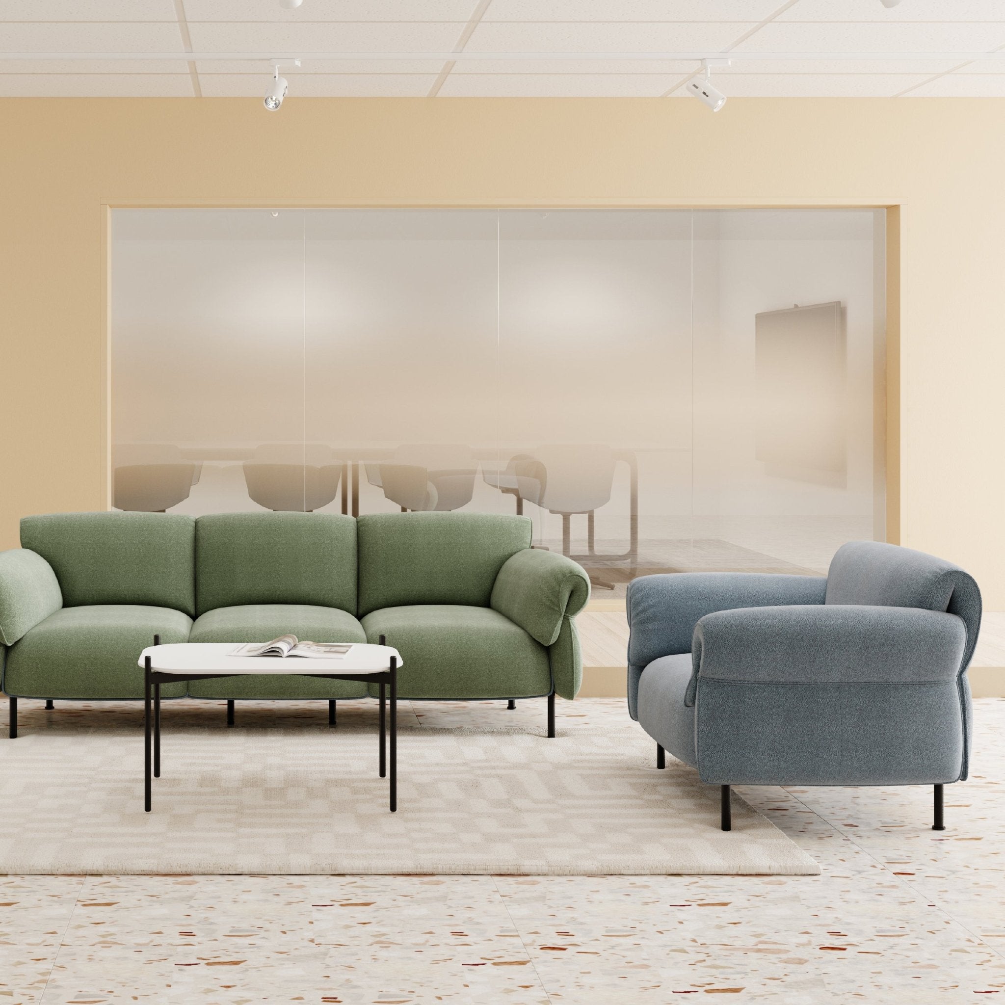 COLAMY PLUME SAGE Modern Feather Upholstered Sofa - COLAMY