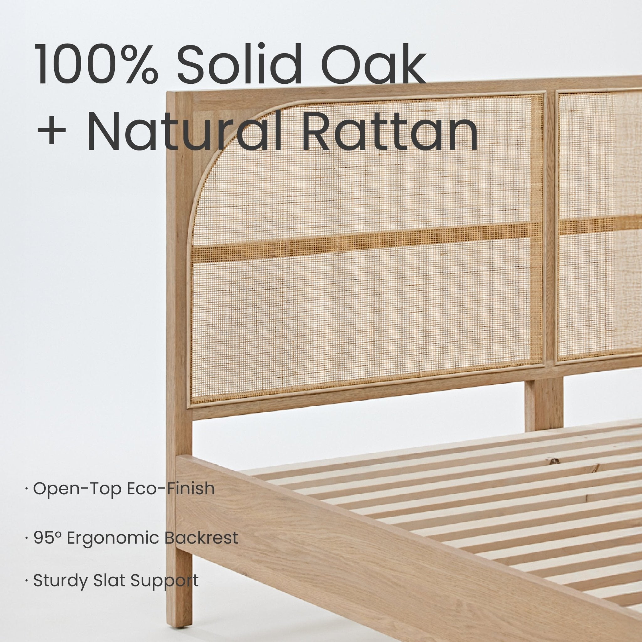 COLAMY RATTAN OAK Natural Bed