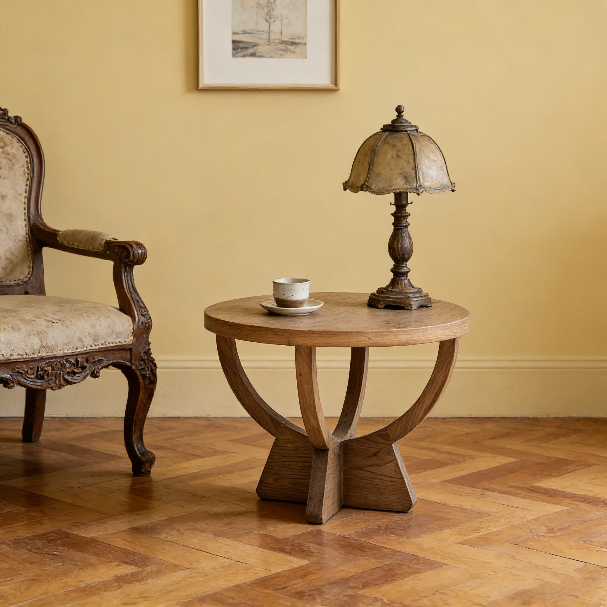 COLAMY ROKU Japandi Minimalist Elm Wood Coffee Table