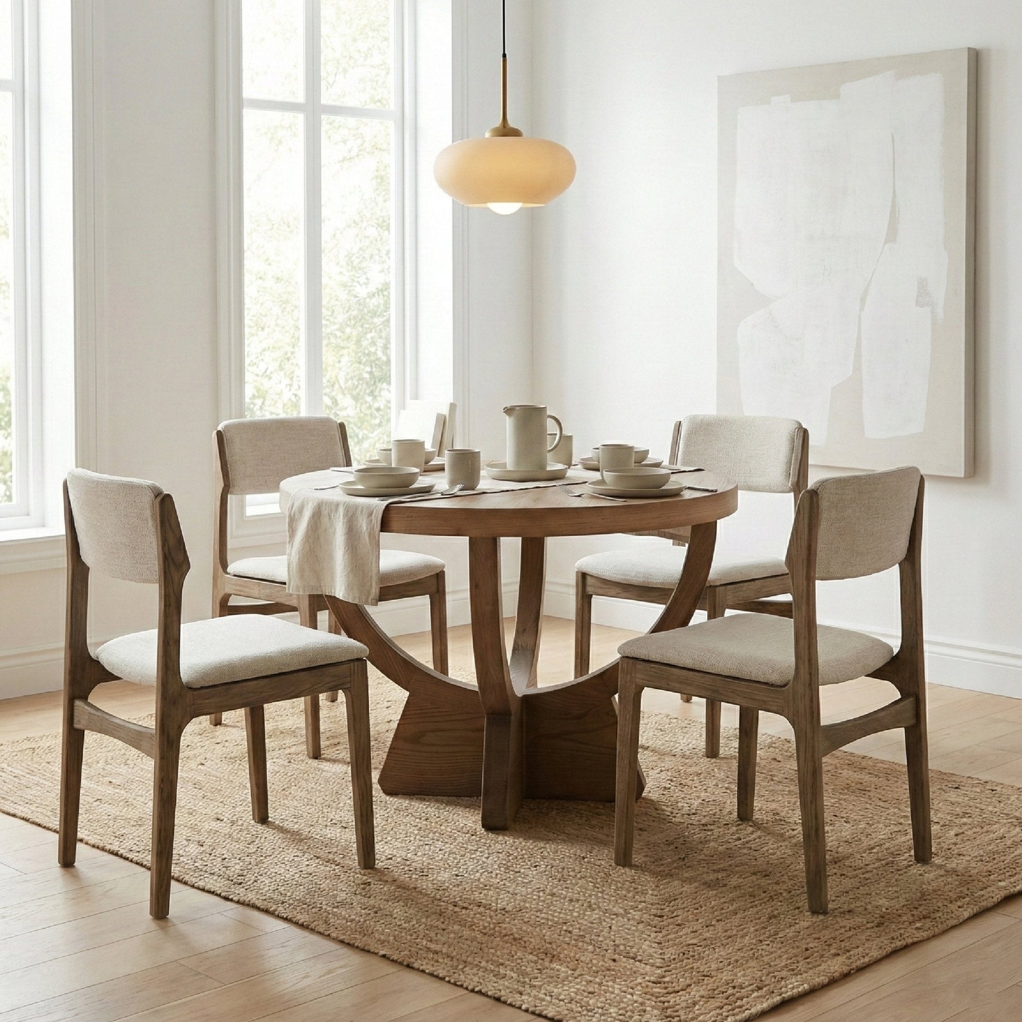 COLAMY ROKU Solid Wood Round Dining Table