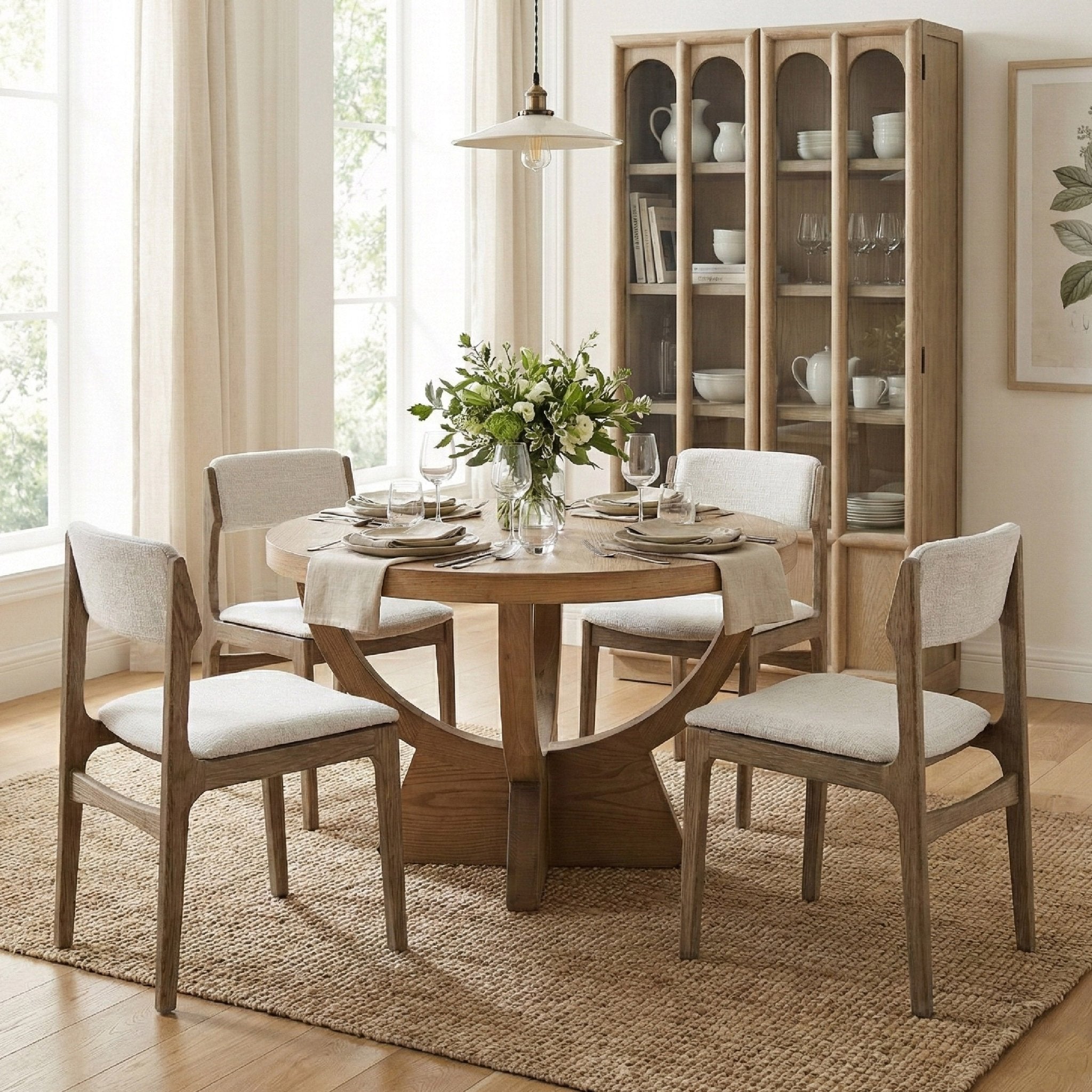 COLAMY ROKU Solid Wood Round Dining Table