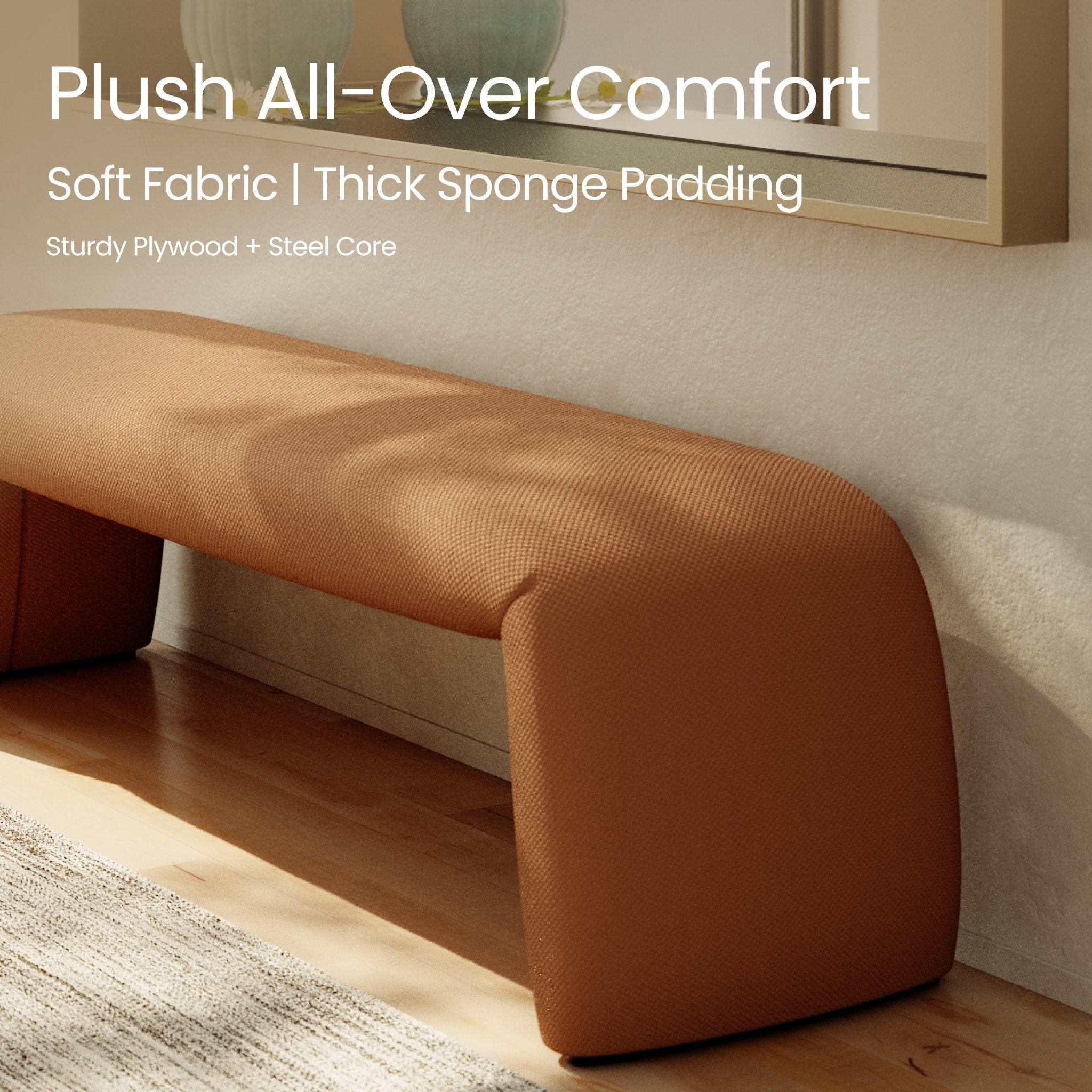 COLAMY SculptBench Modern Minimalist Accent Bench - COLAMY