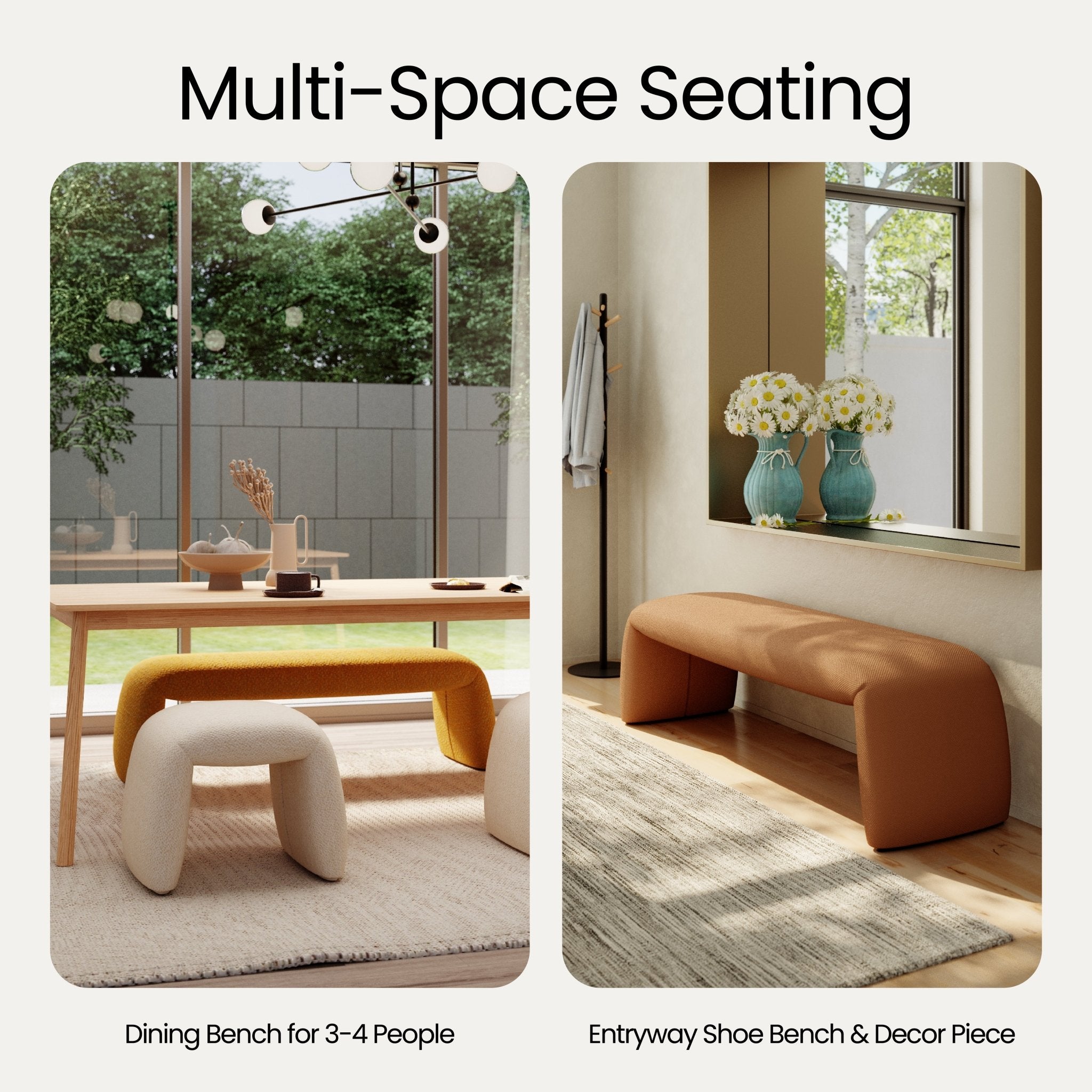 COLAMY SculptBench Modern Minimalist Accent Bench - COLAMY