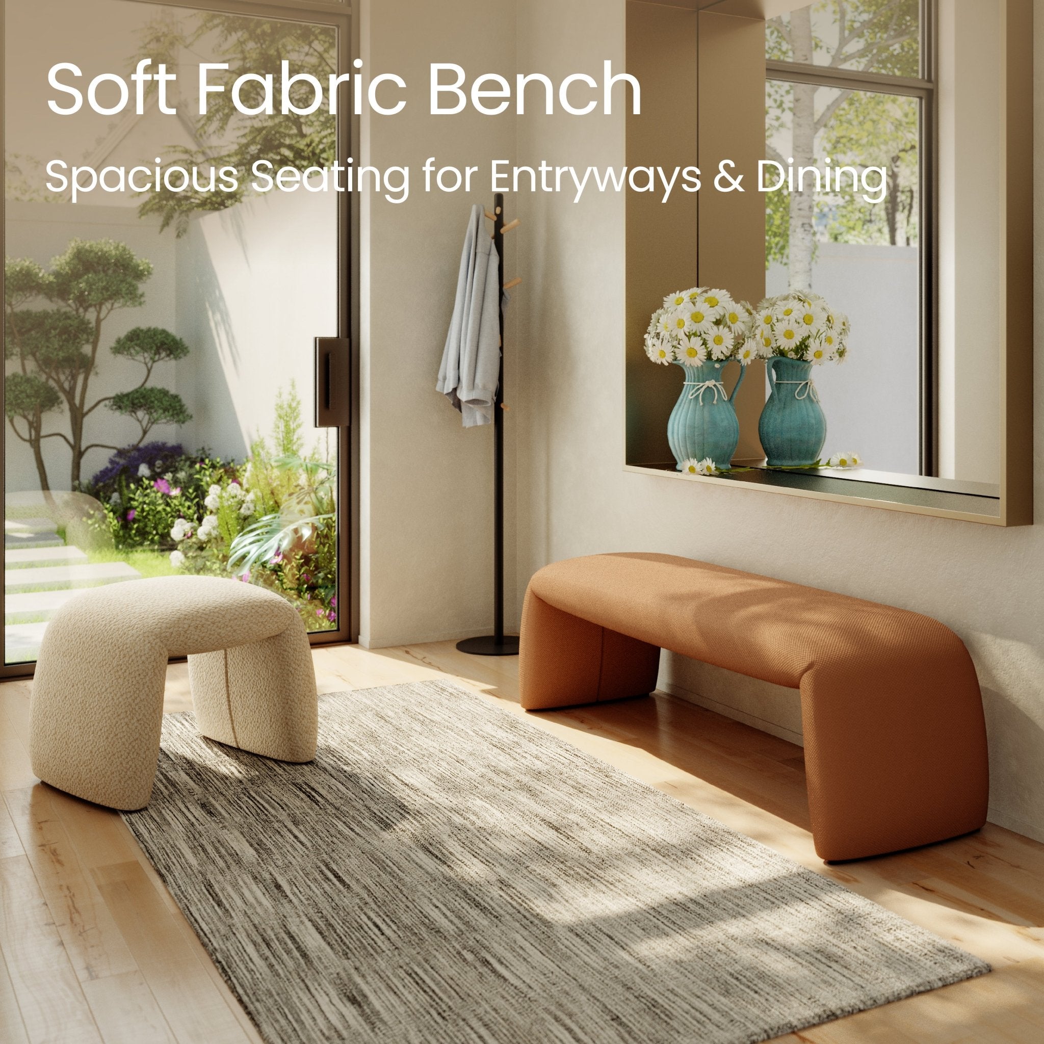 COLAMY SculptBench Modern Minimalist Accent Bench - COLAMY