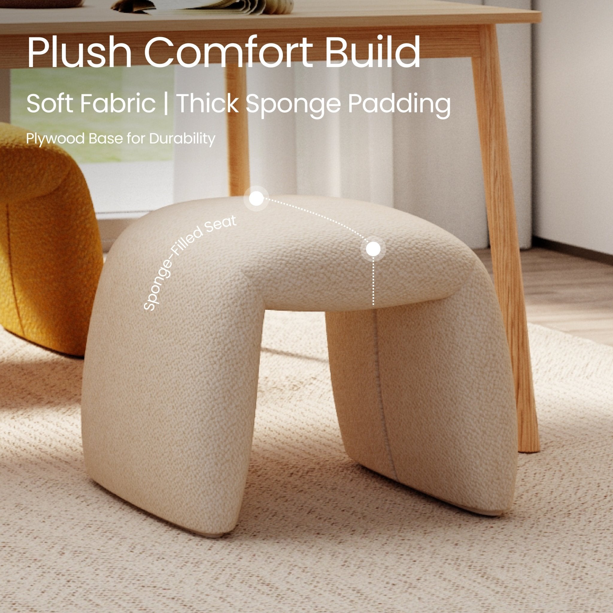 COLAMY SculptU Modern Minimalist Curved Footstool - COLAMY