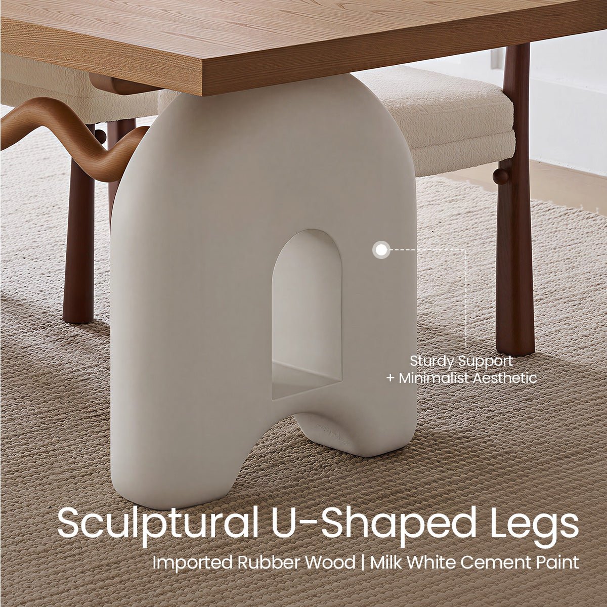 COLAMY UNDULA Solid Oak Dining Table - COLAMY