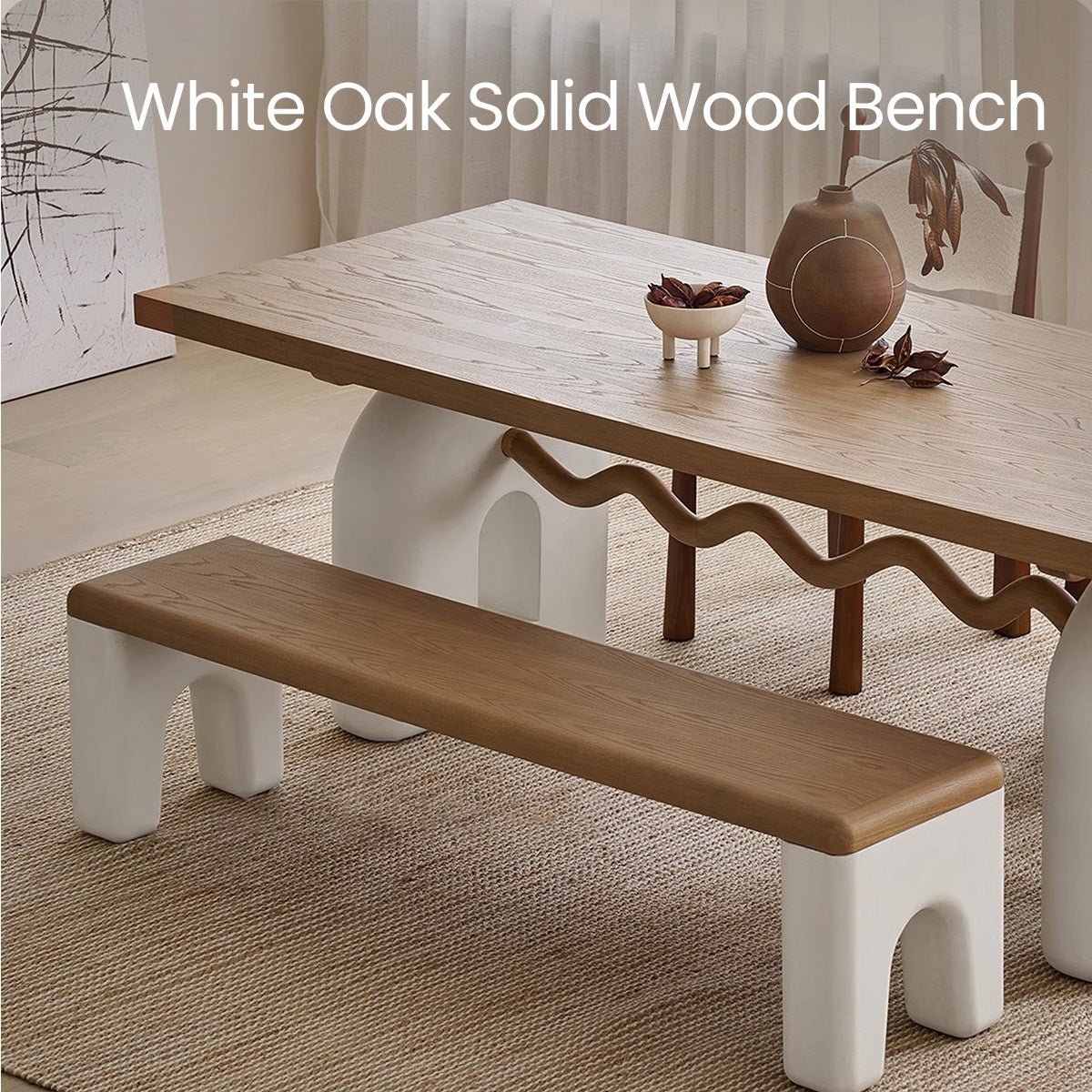 COLAMY VARESE Solid Wood Bench For Entryway Dining Living Room - COLAMY