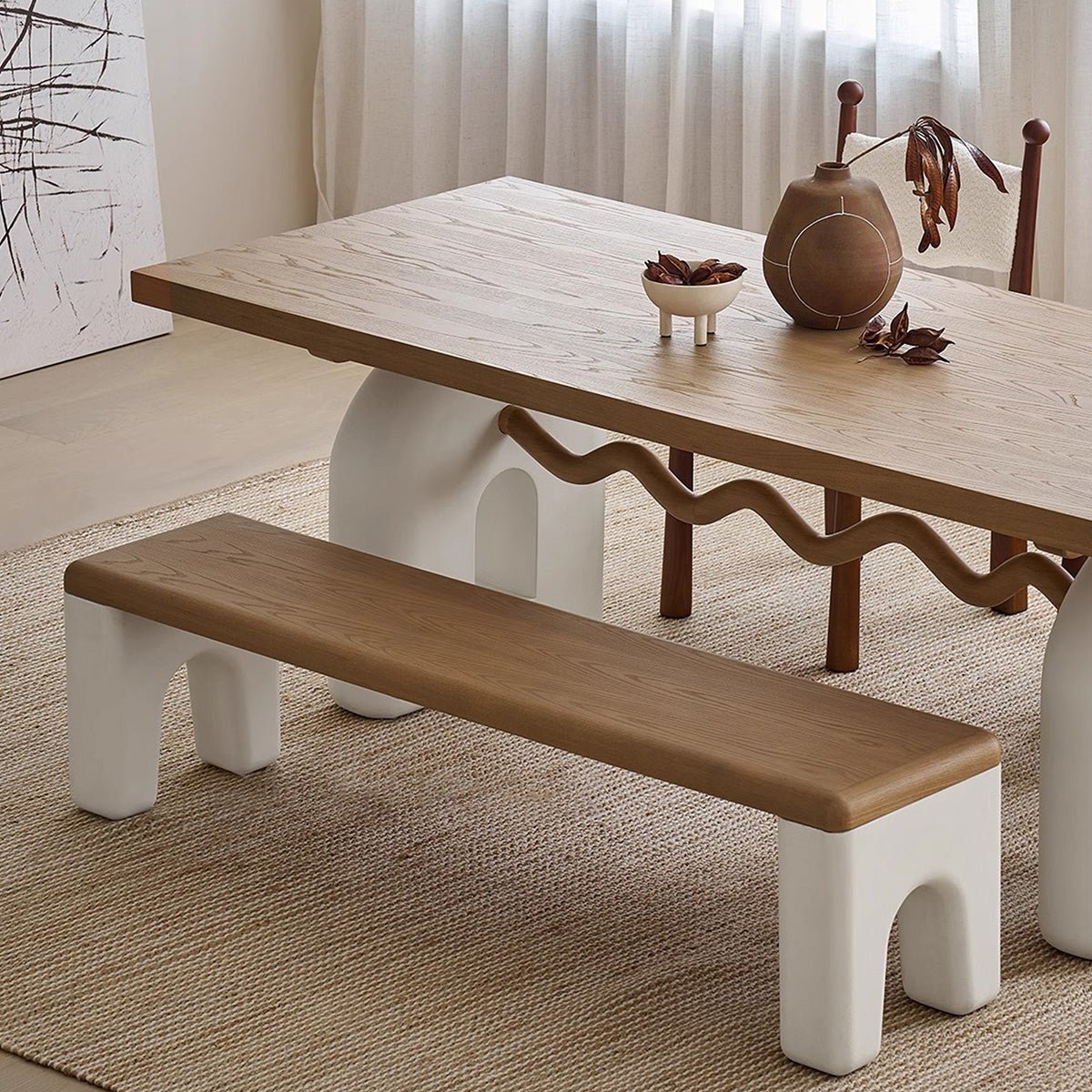 COLAMY VARESE Solid Wood Bench For Entryway Dining Living Room - COLAMY