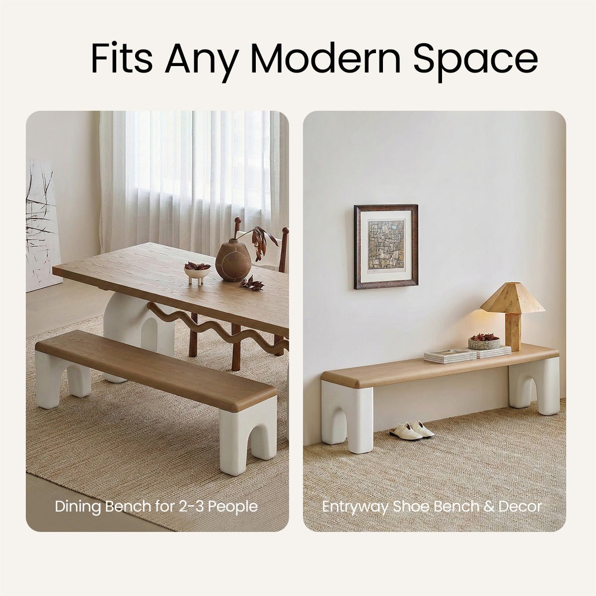 COLAMY VARESE Solid Wood Bench For Entryway Dining Living Room - COLAMY