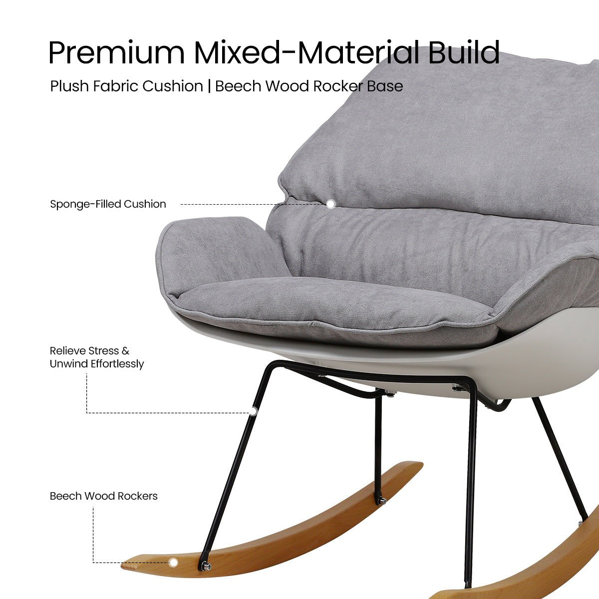 COLAMY VELAR Modern Nordic Comfort Rocking Lounge Chair - COLAMY