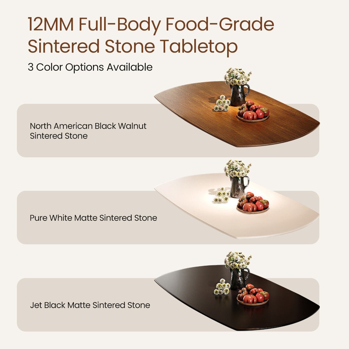 COLAMY VELMORA Modern Walnut Stone Extendable Dining Table - COLAMY