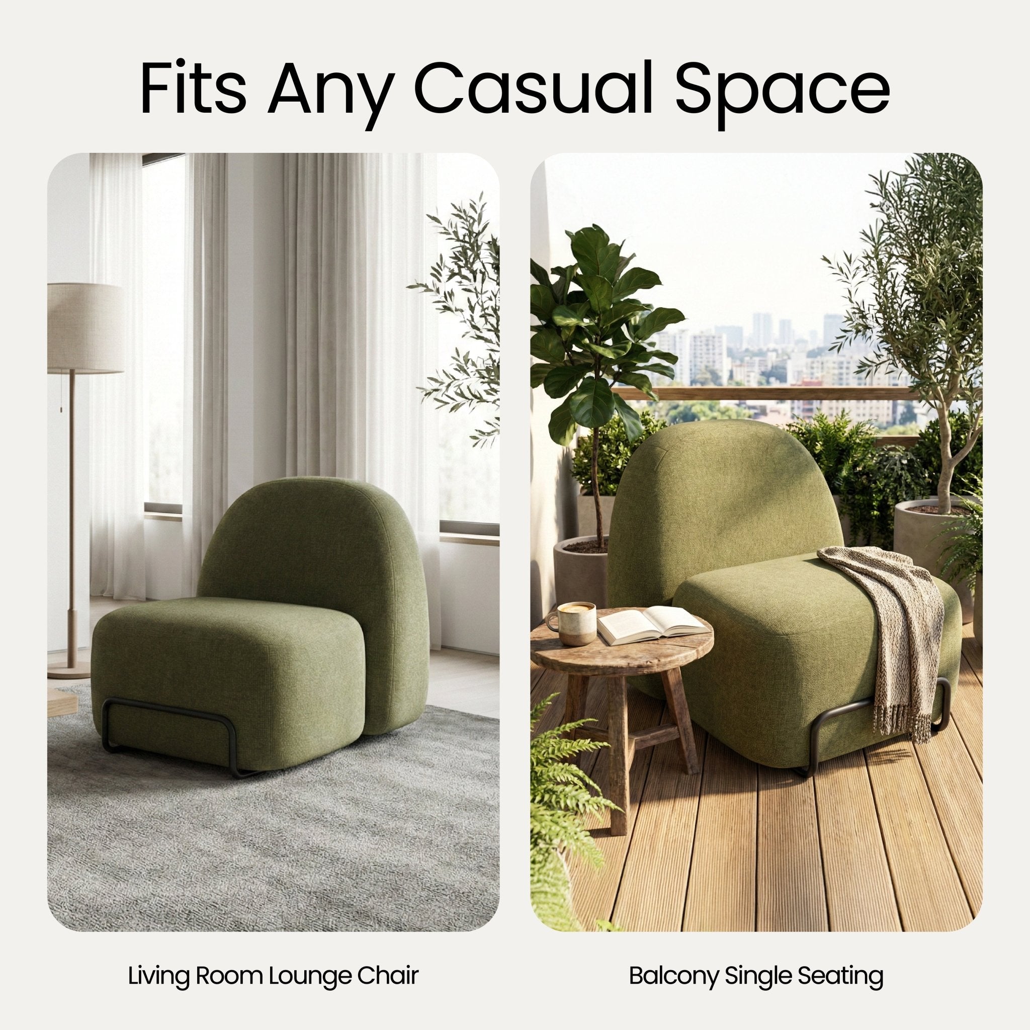 COLAMY VERDIA Curved Boucle Accent Chair - COLAMY