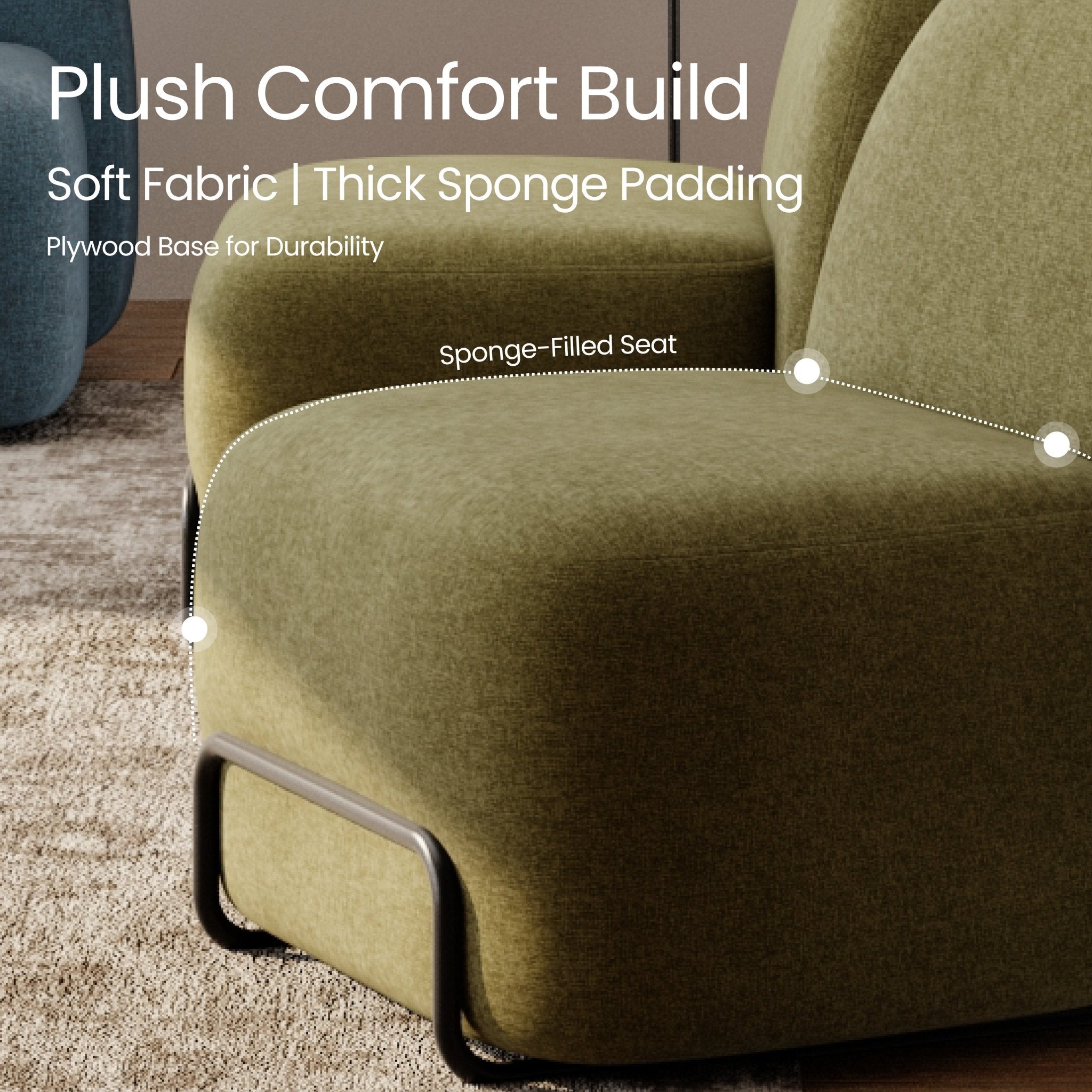 COLAMY VERDIA Curved Boucle Accent Chair - COLAMY