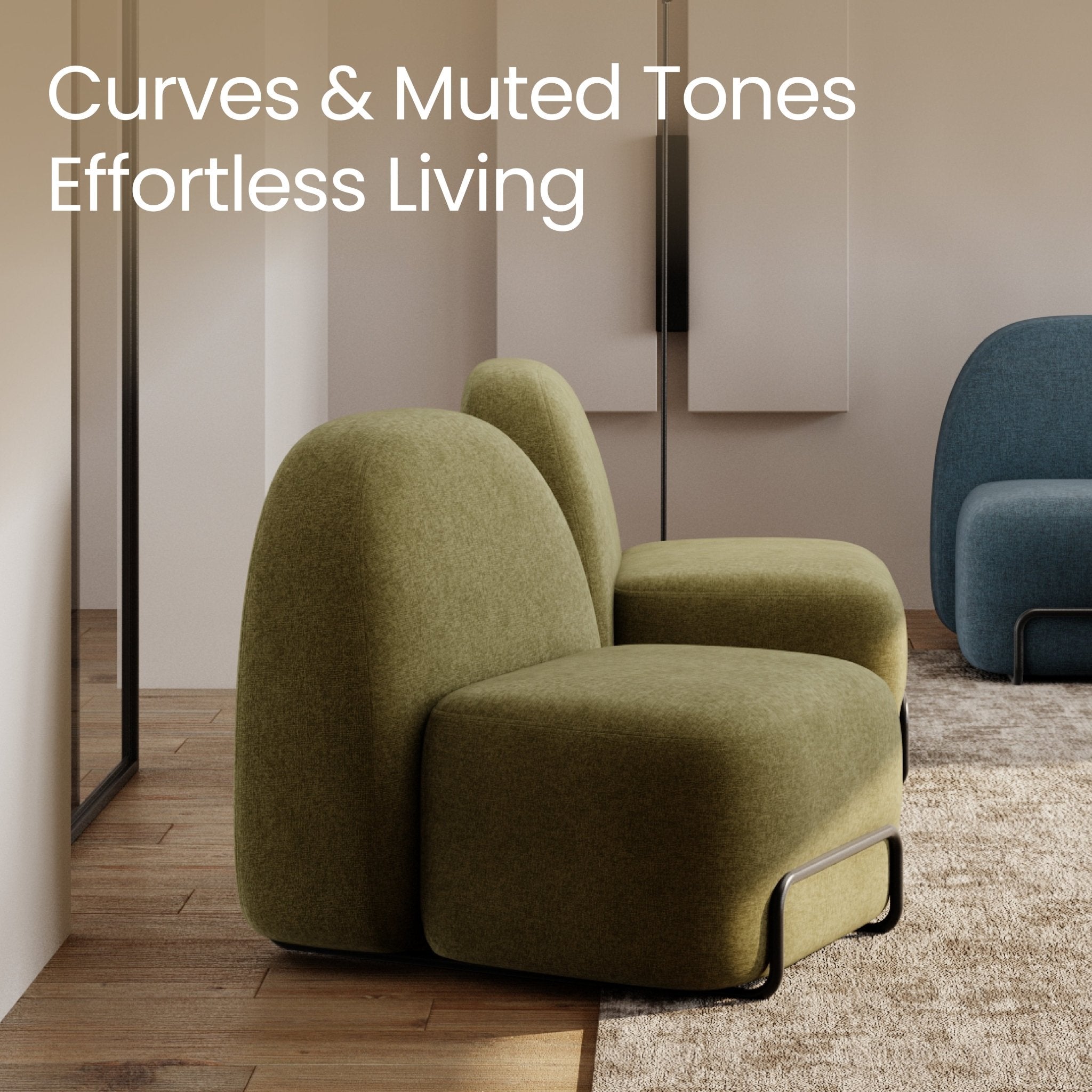 COLAMY VERDIA Curved Boucle Accent Chair - COLAMY