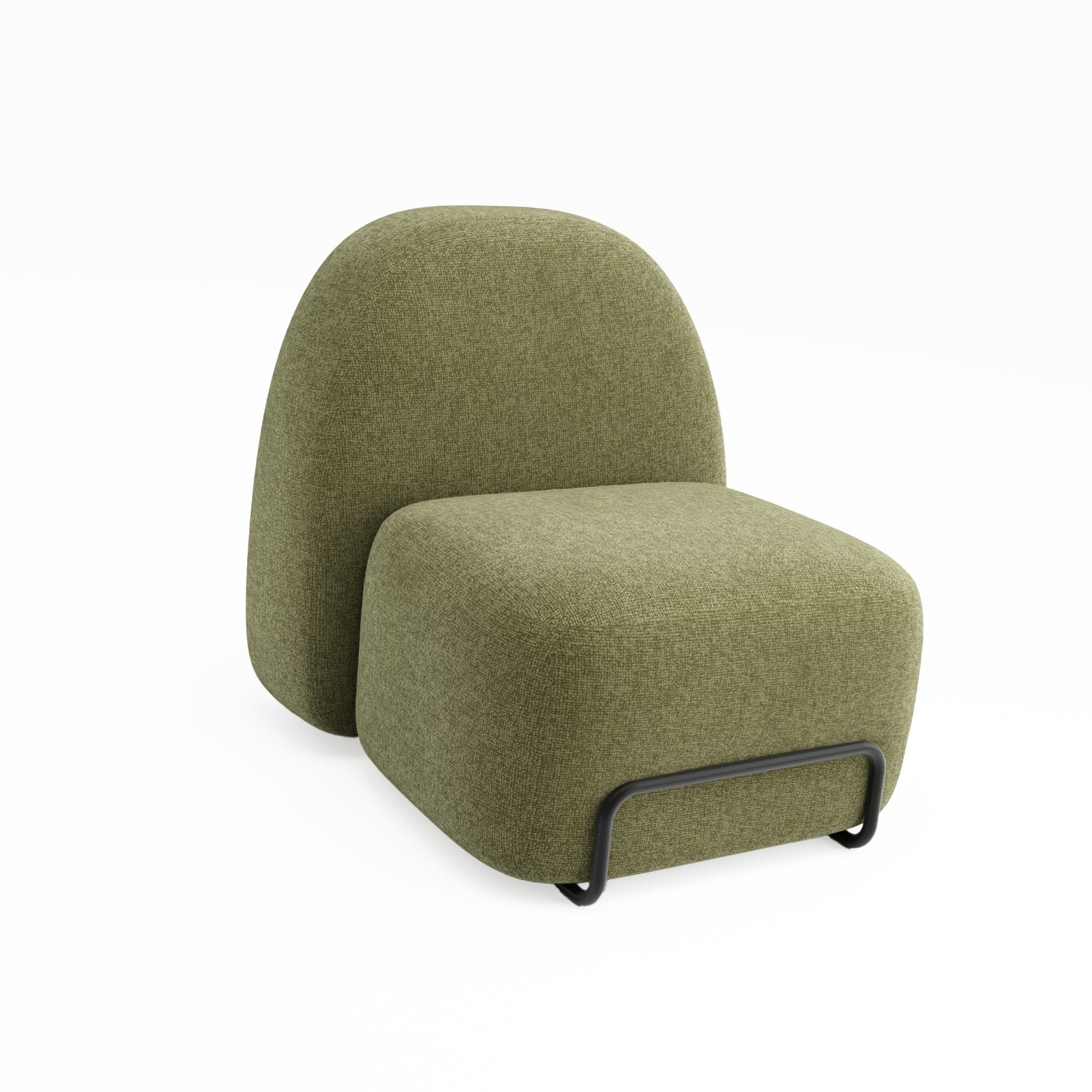 COLAMY VERDIA Curved Boucle Accent Chair - COLAMY