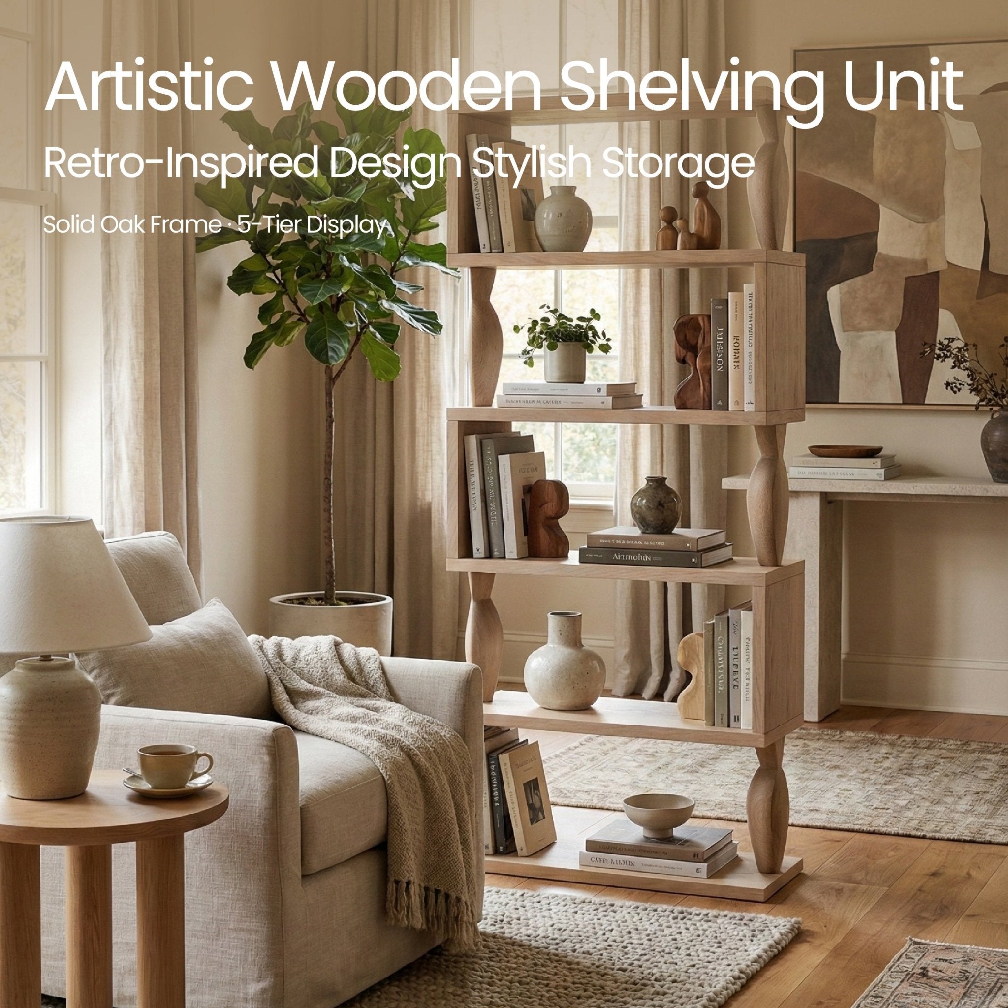 COLAMY VERTA Oak Storage Shelf - COLAMY