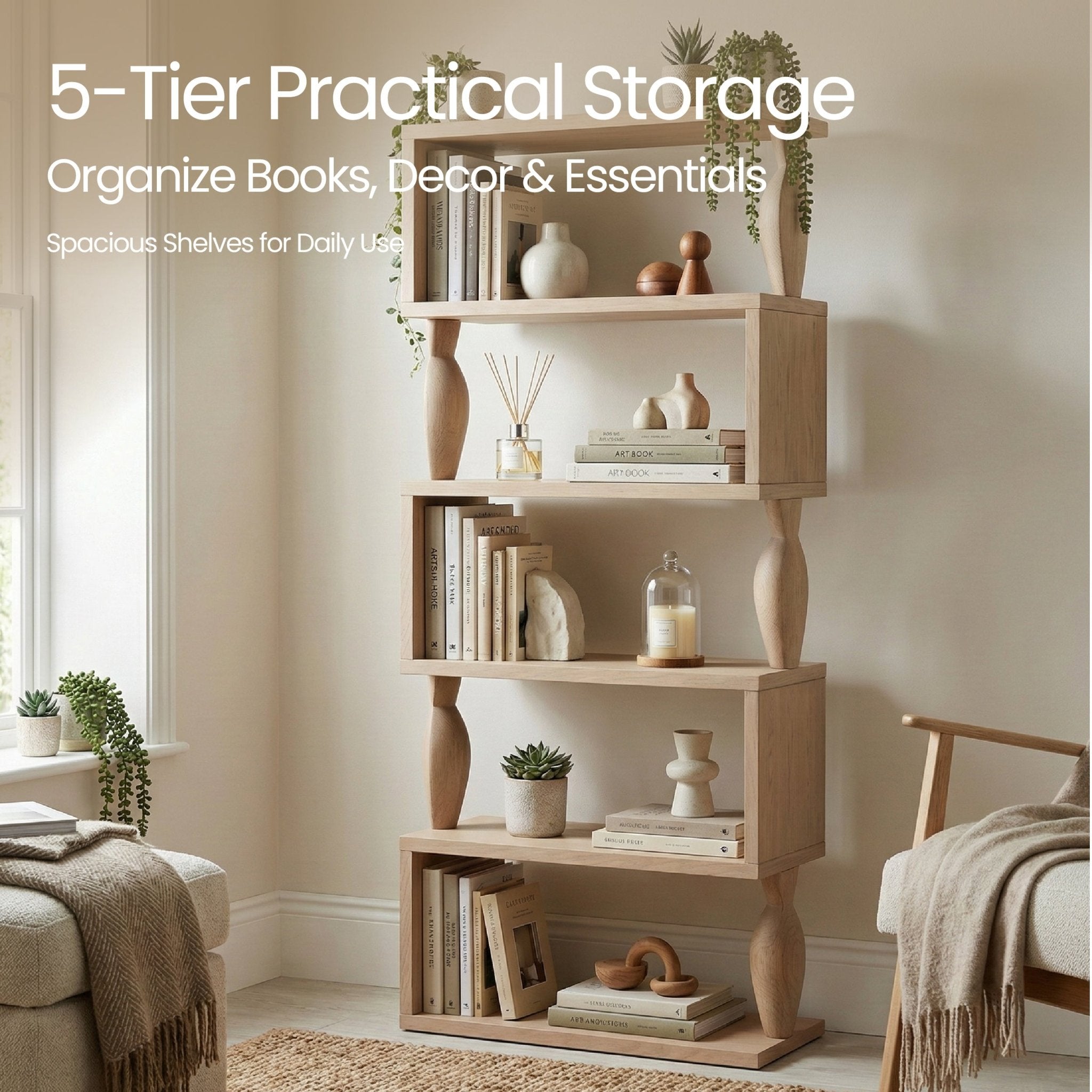 COLAMY VERTA Oak Storage Shelf - COLAMY