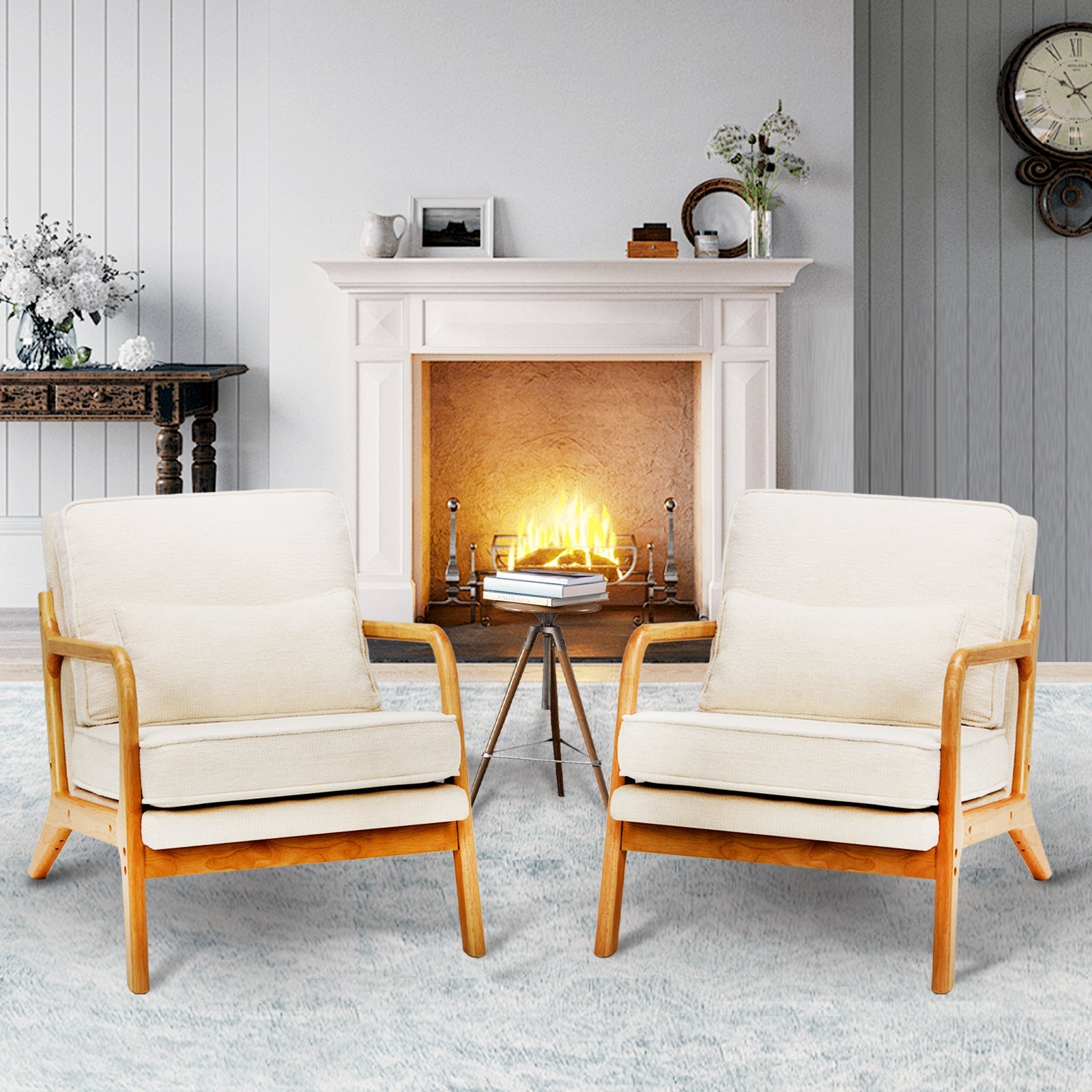 Luxrious Wooden Lounge Chair Beige